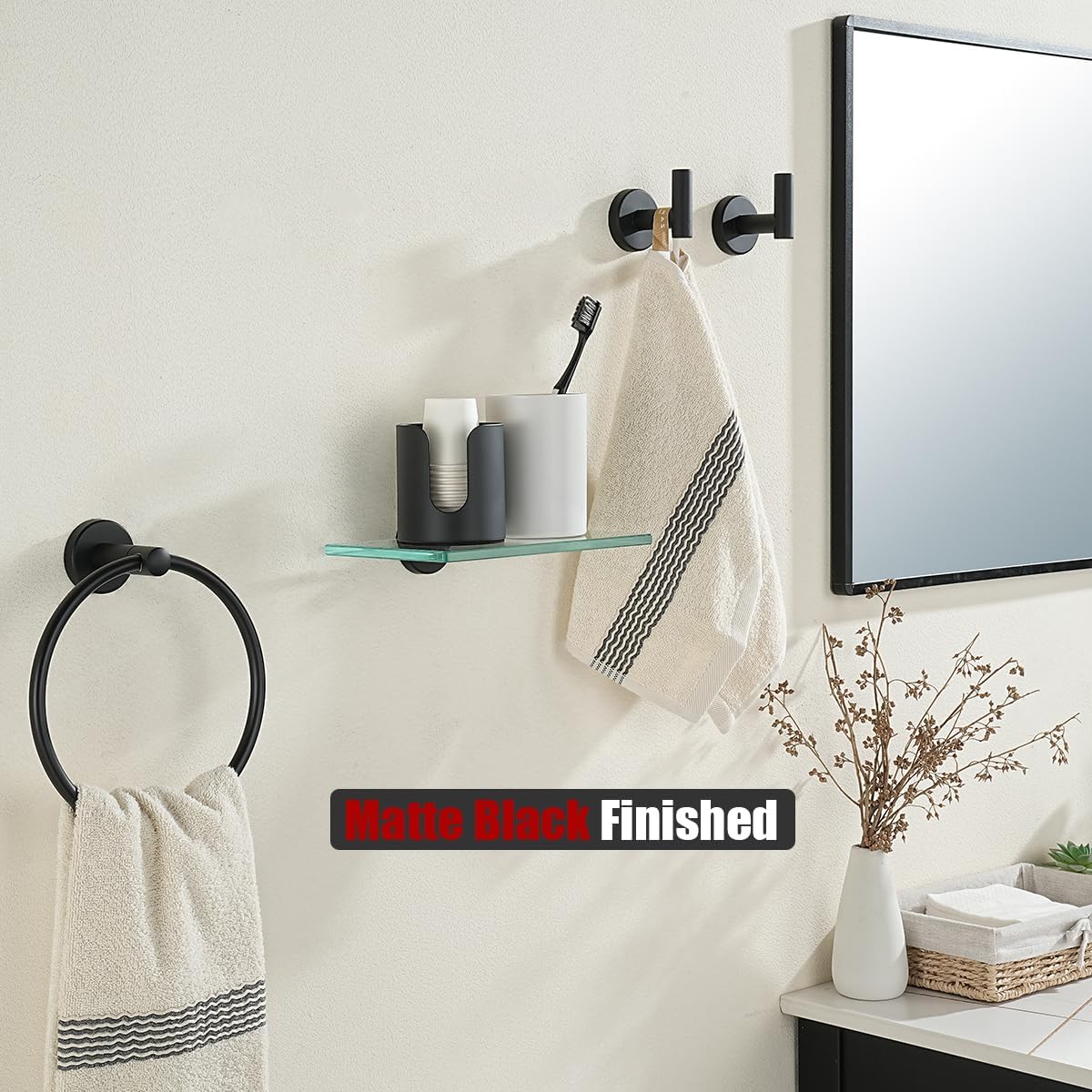 JQK Bathroom Cup Dispenser Black 3 oz or 5 oz