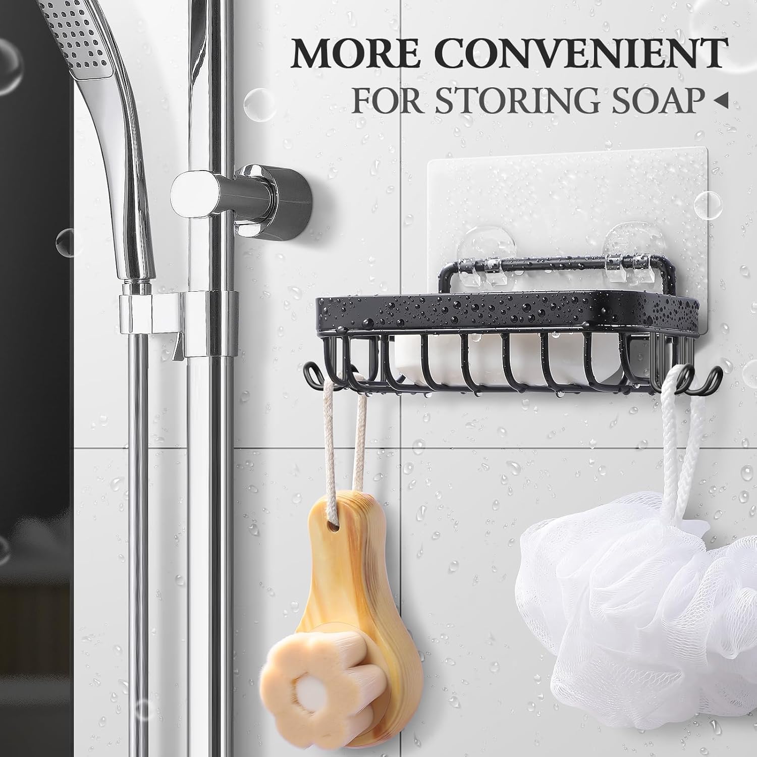 Hamitor Wall Mounted Soap Dish Holder - Black Durable Water Resistant