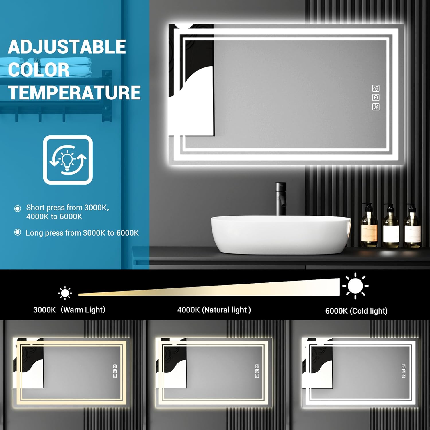 Silumin 32x24 LED Wall Mirror with Defog and Dimmable Light