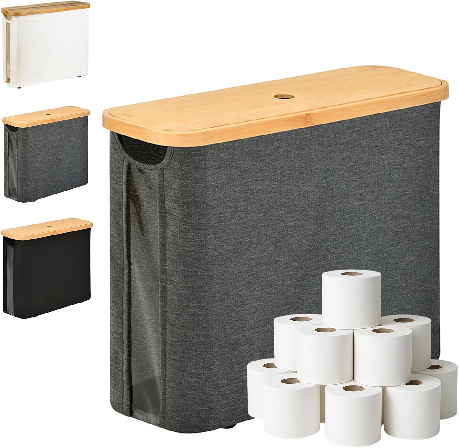 Toilet Paper Holder with Lid for 9 Rolls Gray