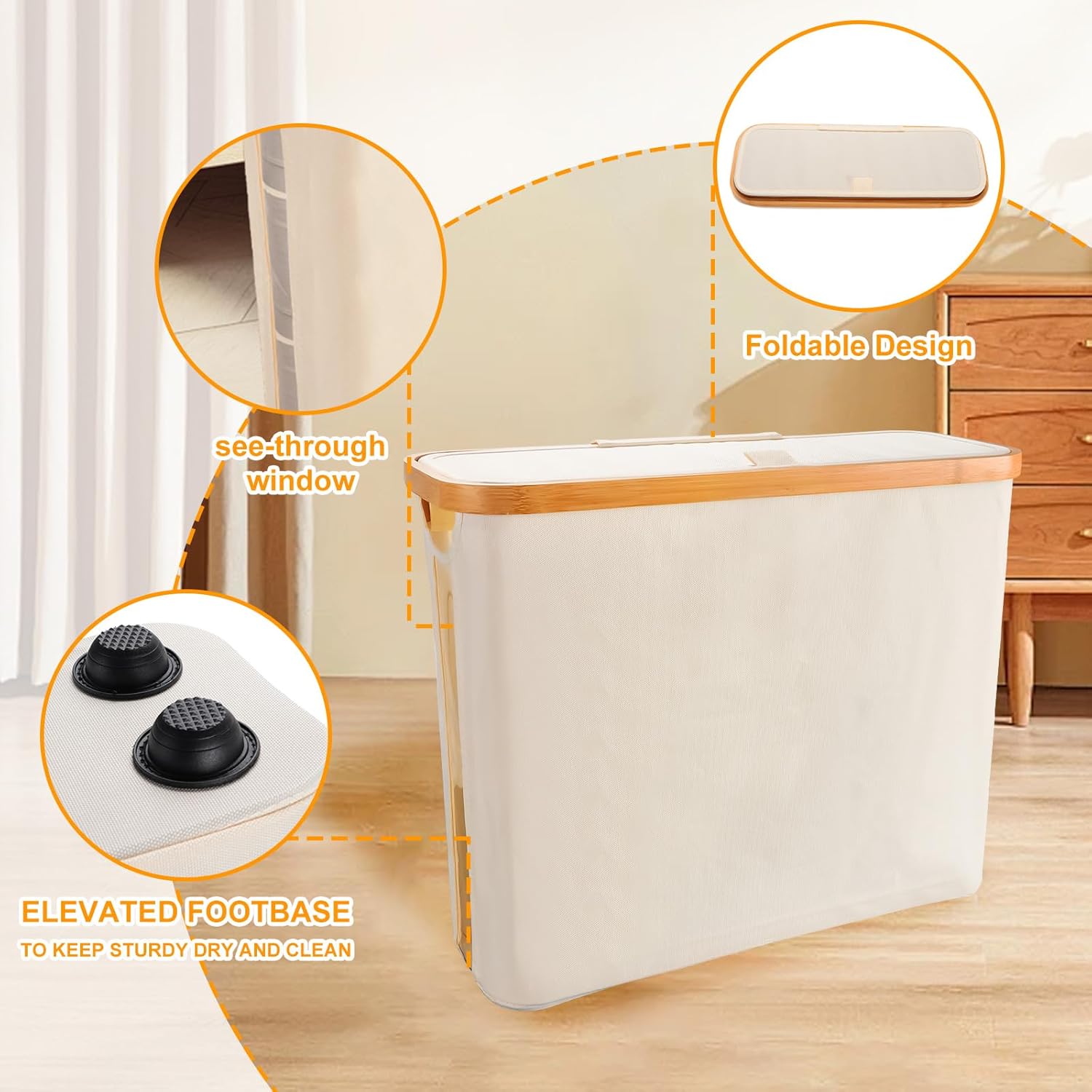 Tefola Toilet Paper Basket with Lid - 12 Roll Storage Container Beige