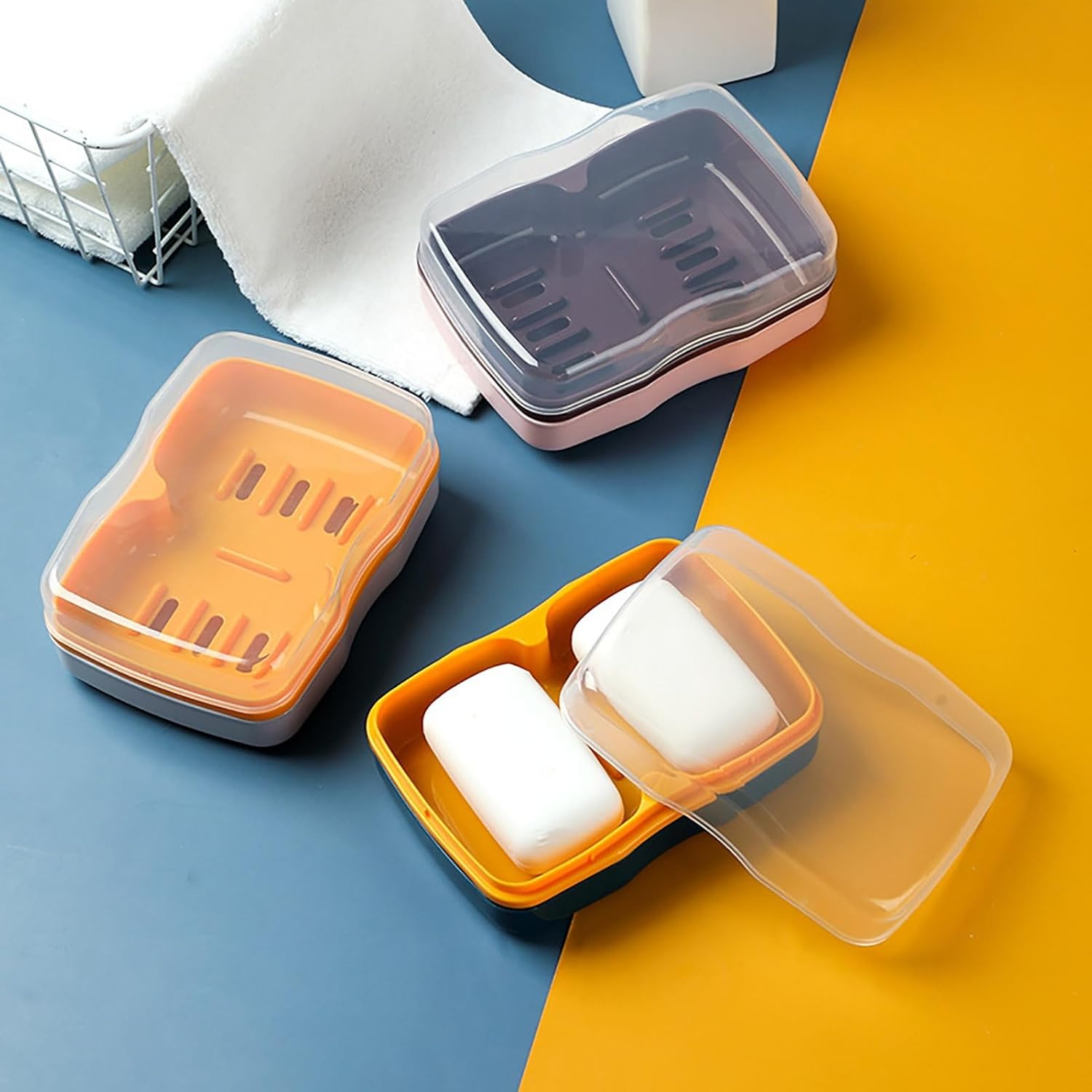 Grebest Dual Compartment Soap Dish with Drainage Tray