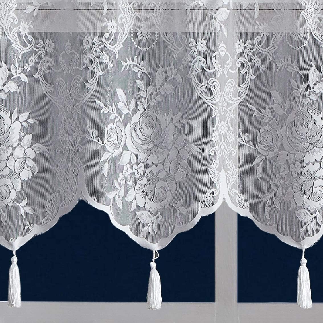 Warm Home Designs White Stall Shower Curtain 36x72 with Valance Tassels
