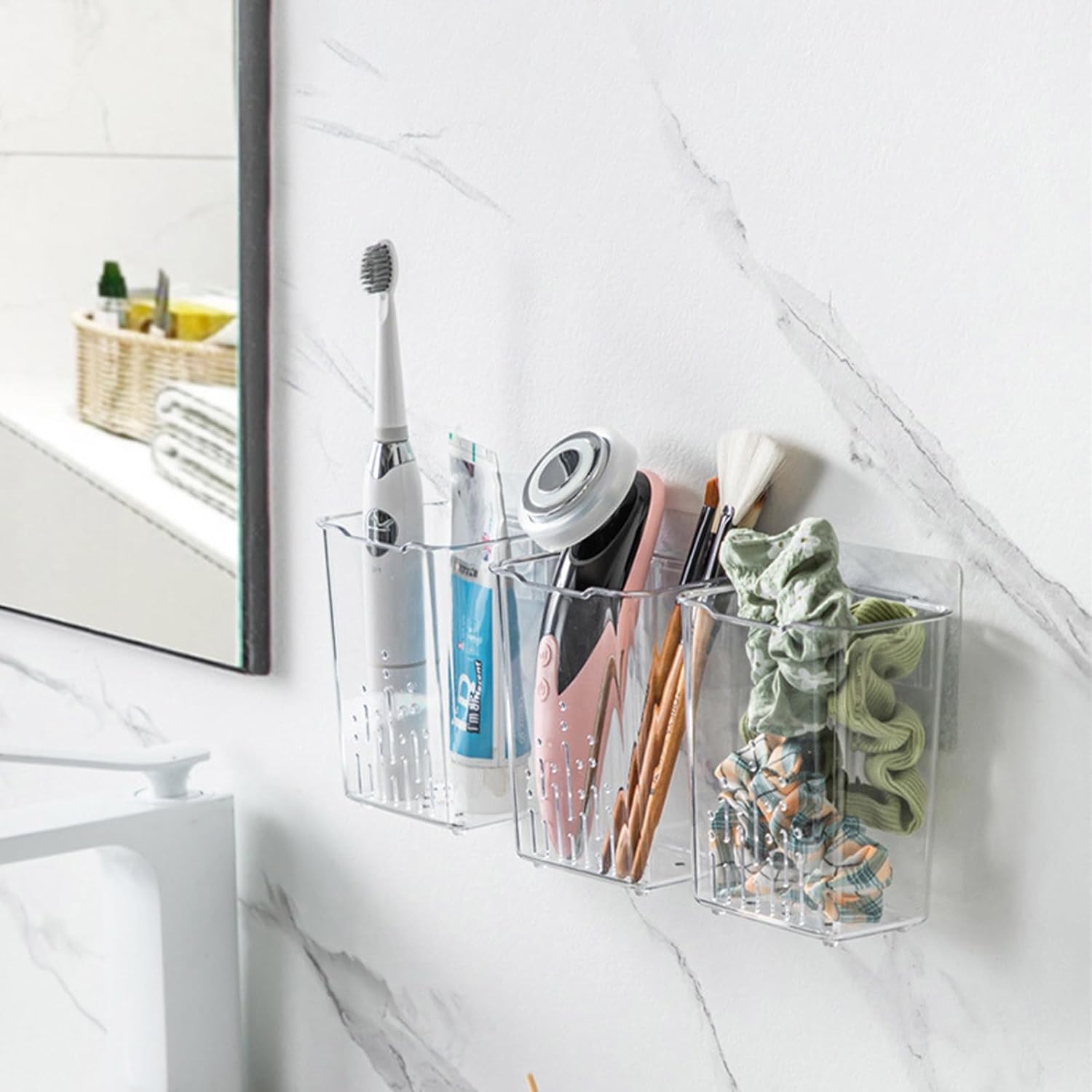 2 Packs Clear Shower Caddy Organizer No Drill Installation