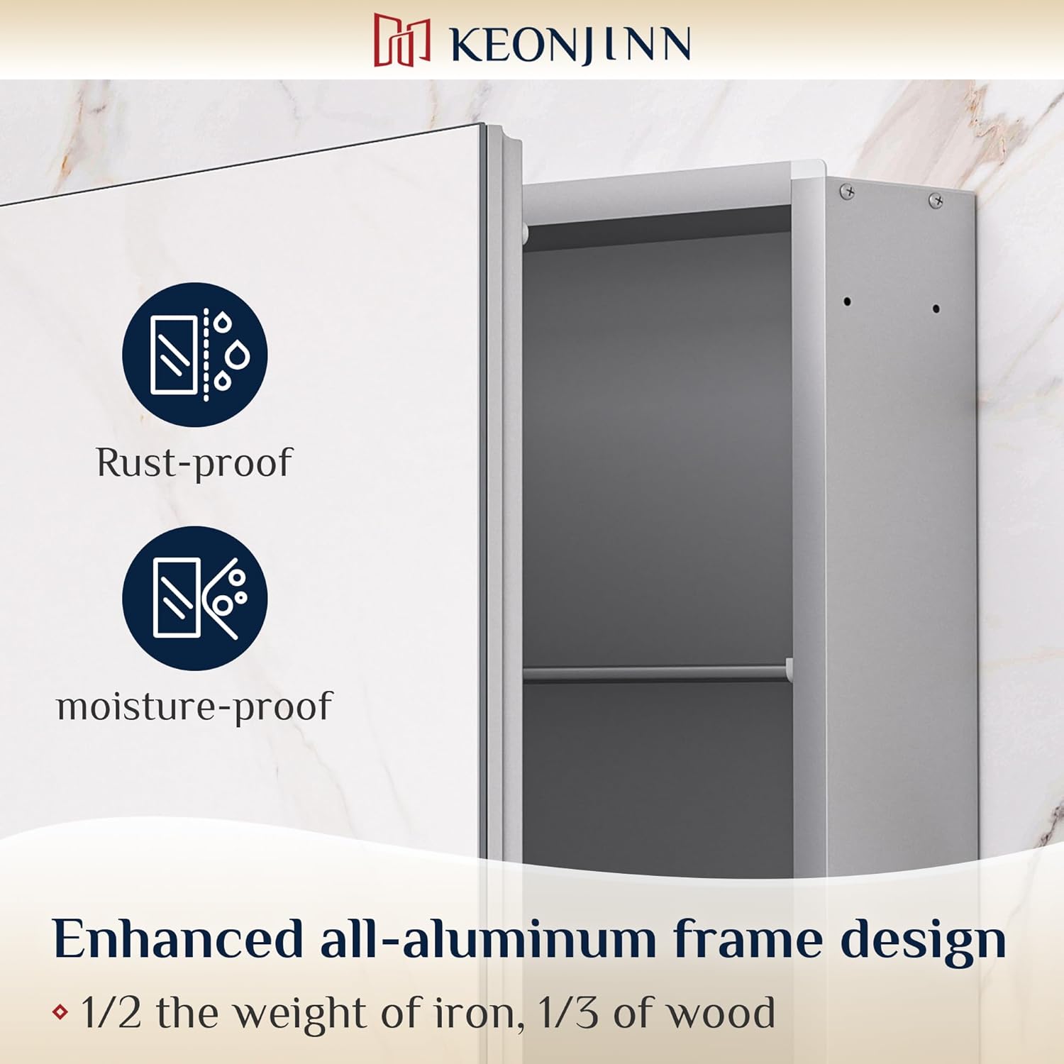 Keonjinn 30x26 Inch Medicine Cabinet with Mirror Silver Frame