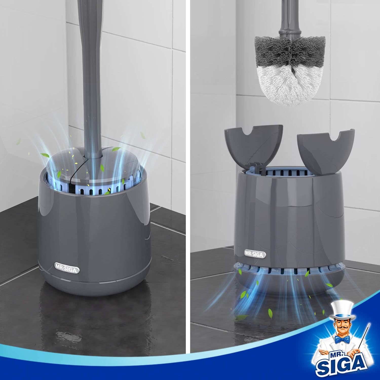 MRSIGA Toilet Brush with Holder Gray 1 Pack