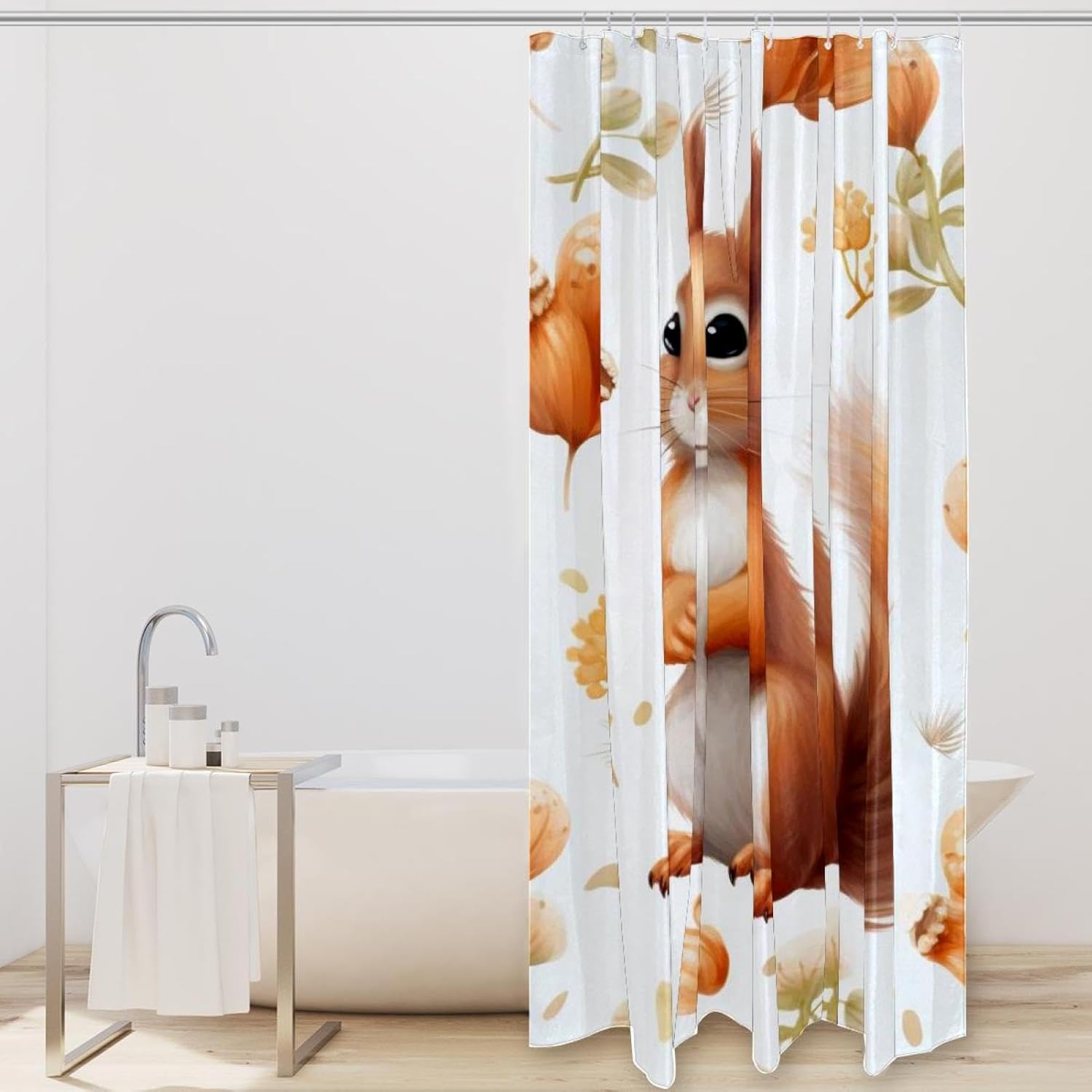 VAPOKF Cute Squirrel Shower Curtain with 12 Hooks 60x72 Inches 1