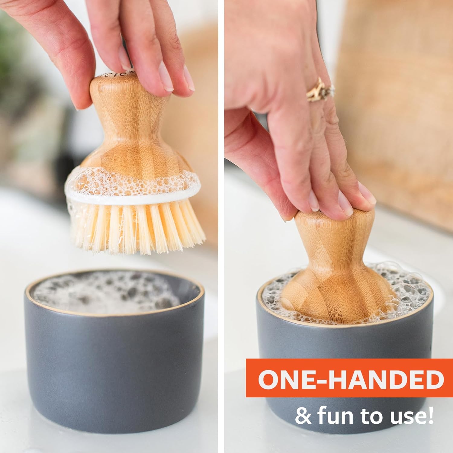Full Circle Bubble Up Brush Dispenser Gray
