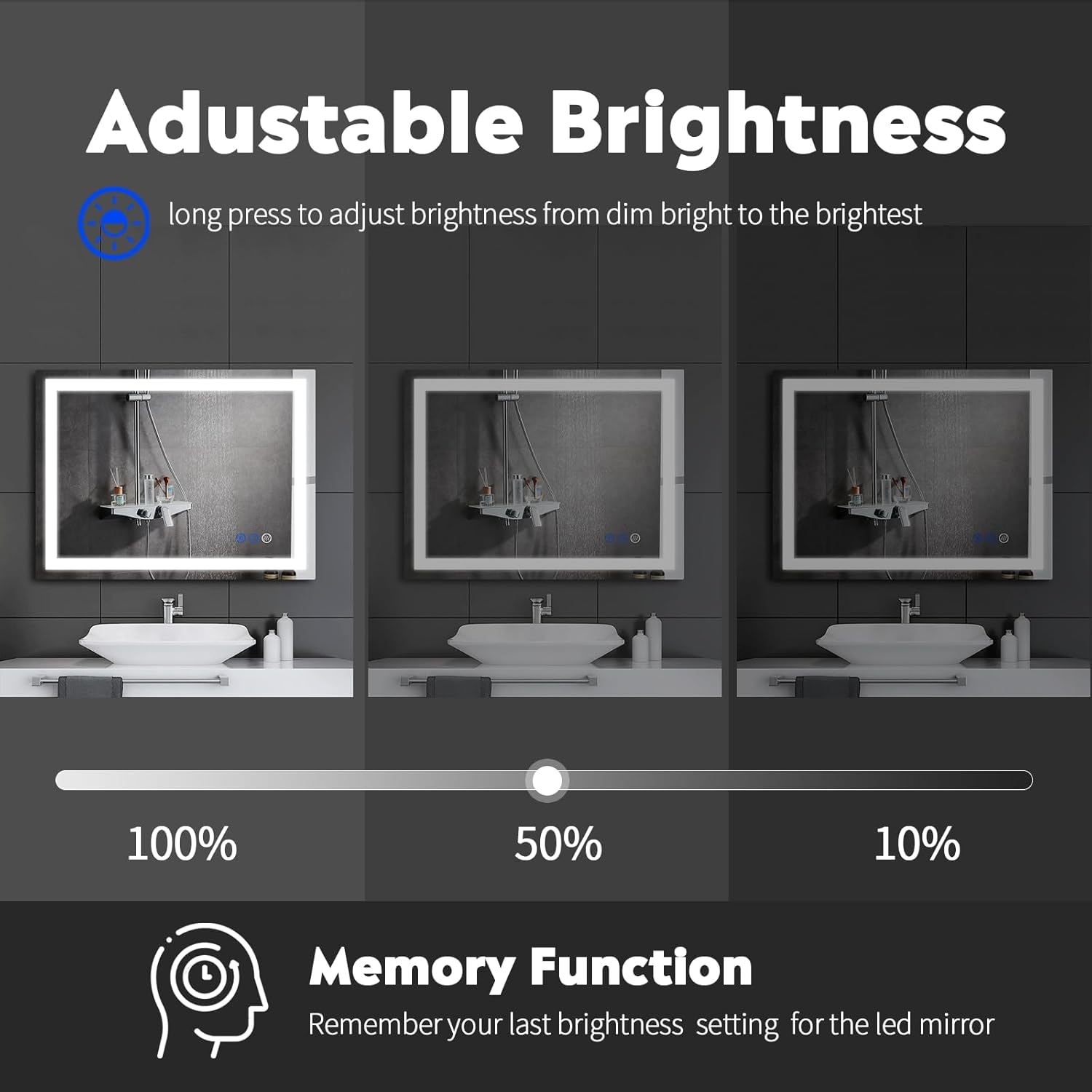 36 x 28 LED Bathroom Mirror with Touch Controls
