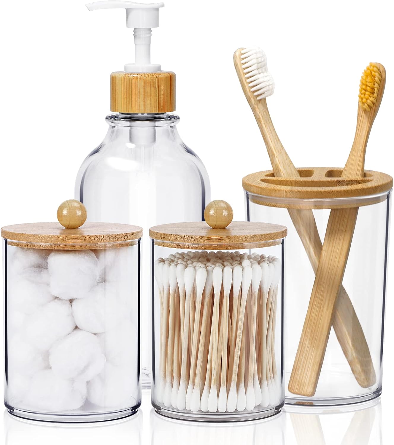 SGHUO 4pcs Boho Bamboo Bathroom Decor Set 1