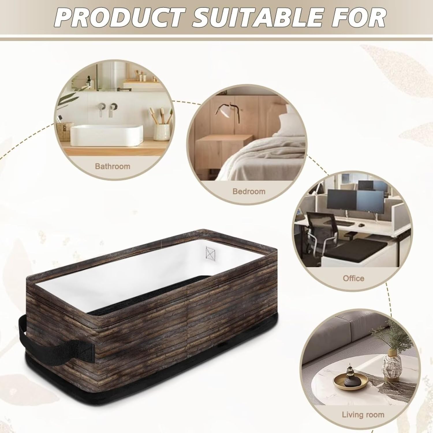 Foldable Toilet Paper Basket with Wood Grain Design