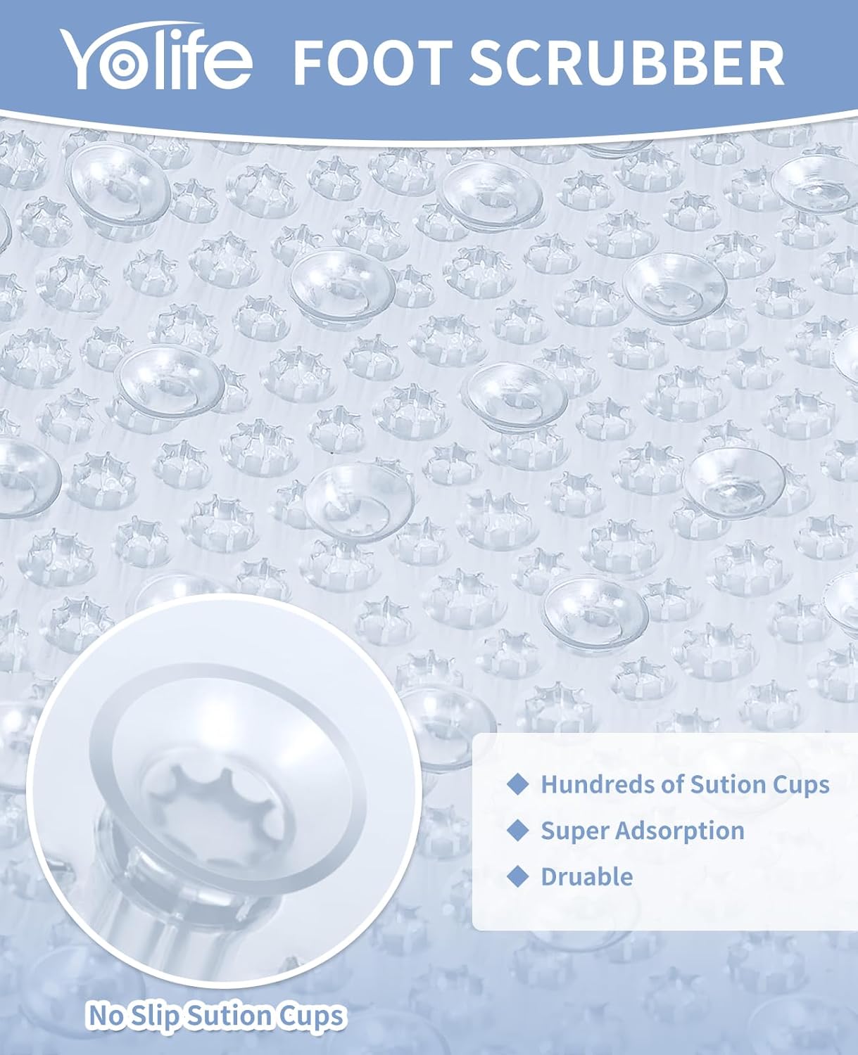 Yolife Shower Foot Scrubber Mat with Anti-Slip and Scrub Bristles