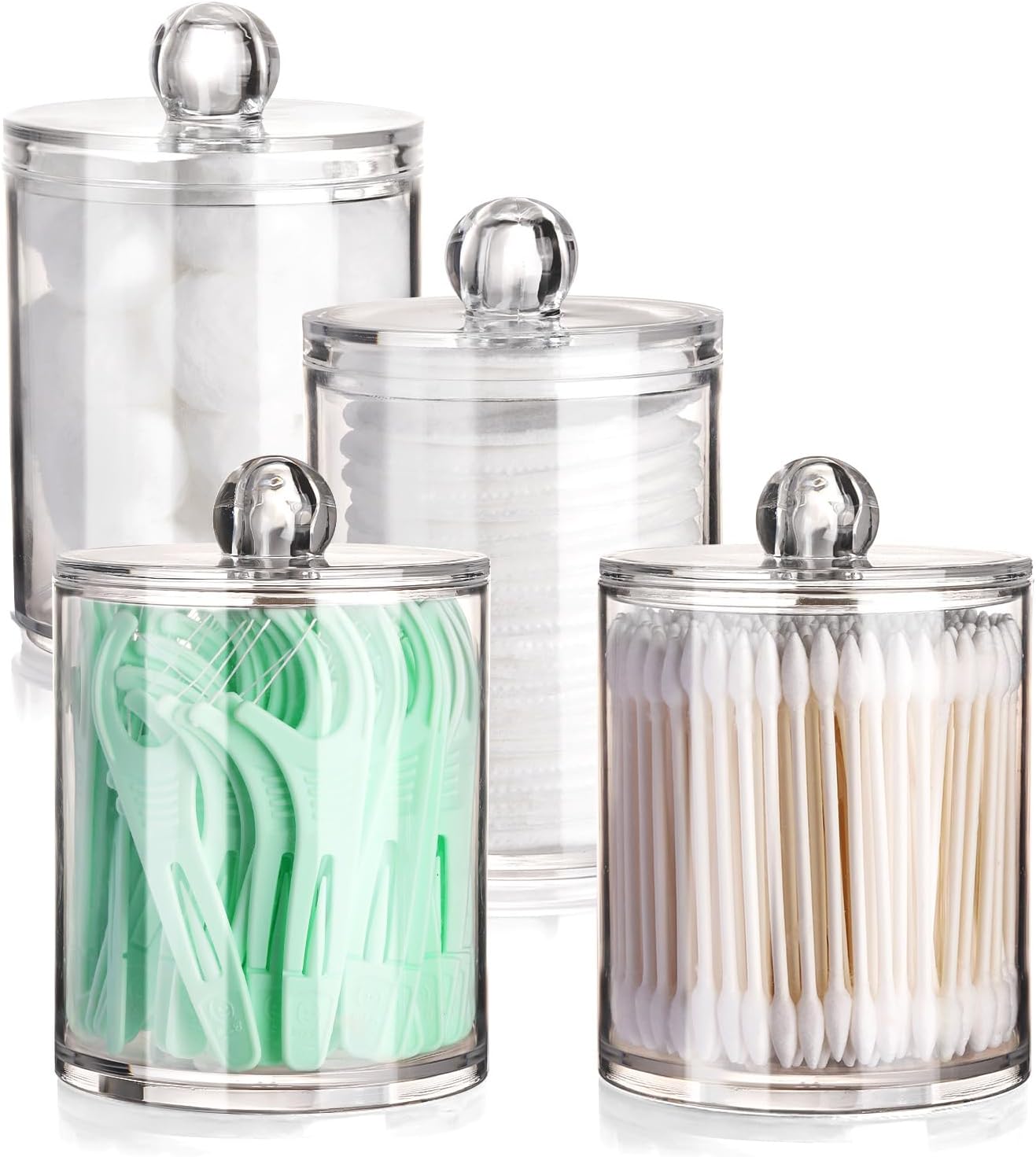Tbestmax 4 Pack Q-tip Holder - Clear Plastic Bathroom Organizer