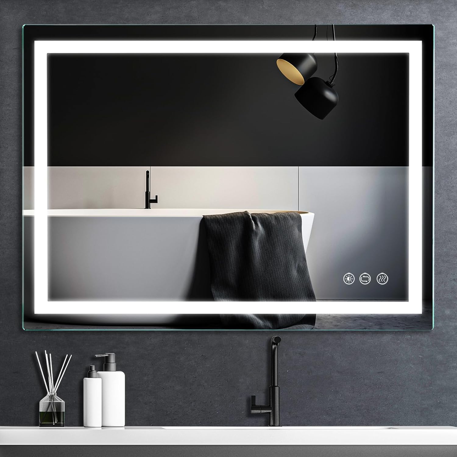 36x28 LED Bathroom Mirror with Anti-Fog and Memory Function