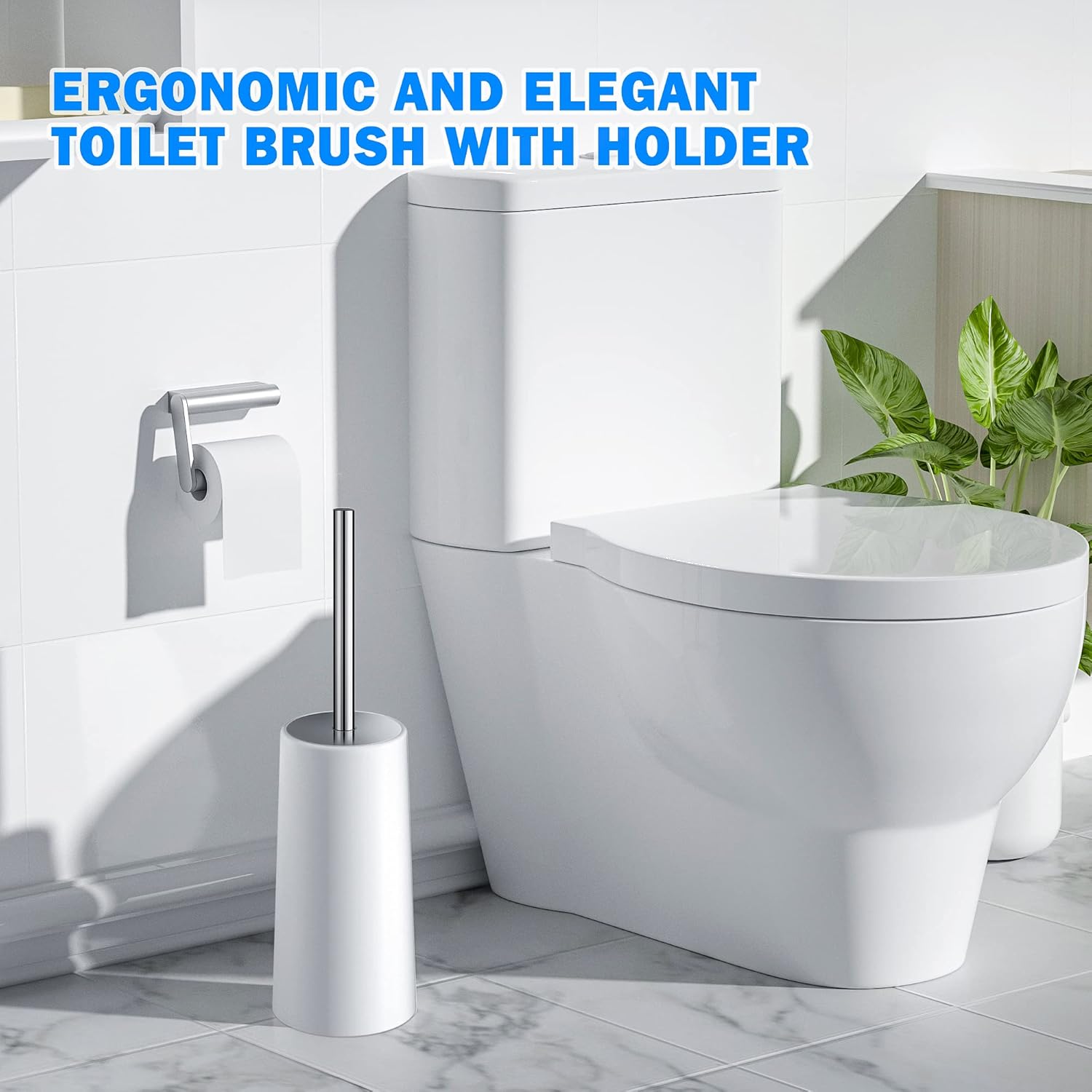 Wsedor Toilet Brush and Holder 2 Pack with Stainless Steel Handle