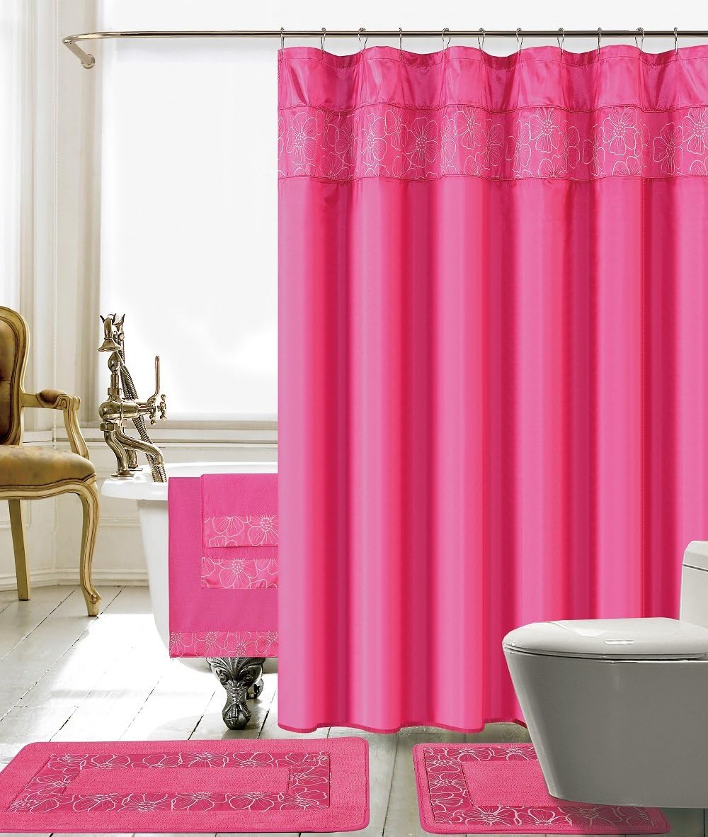 18 Piece Floral Embroidered Banded Bath Set