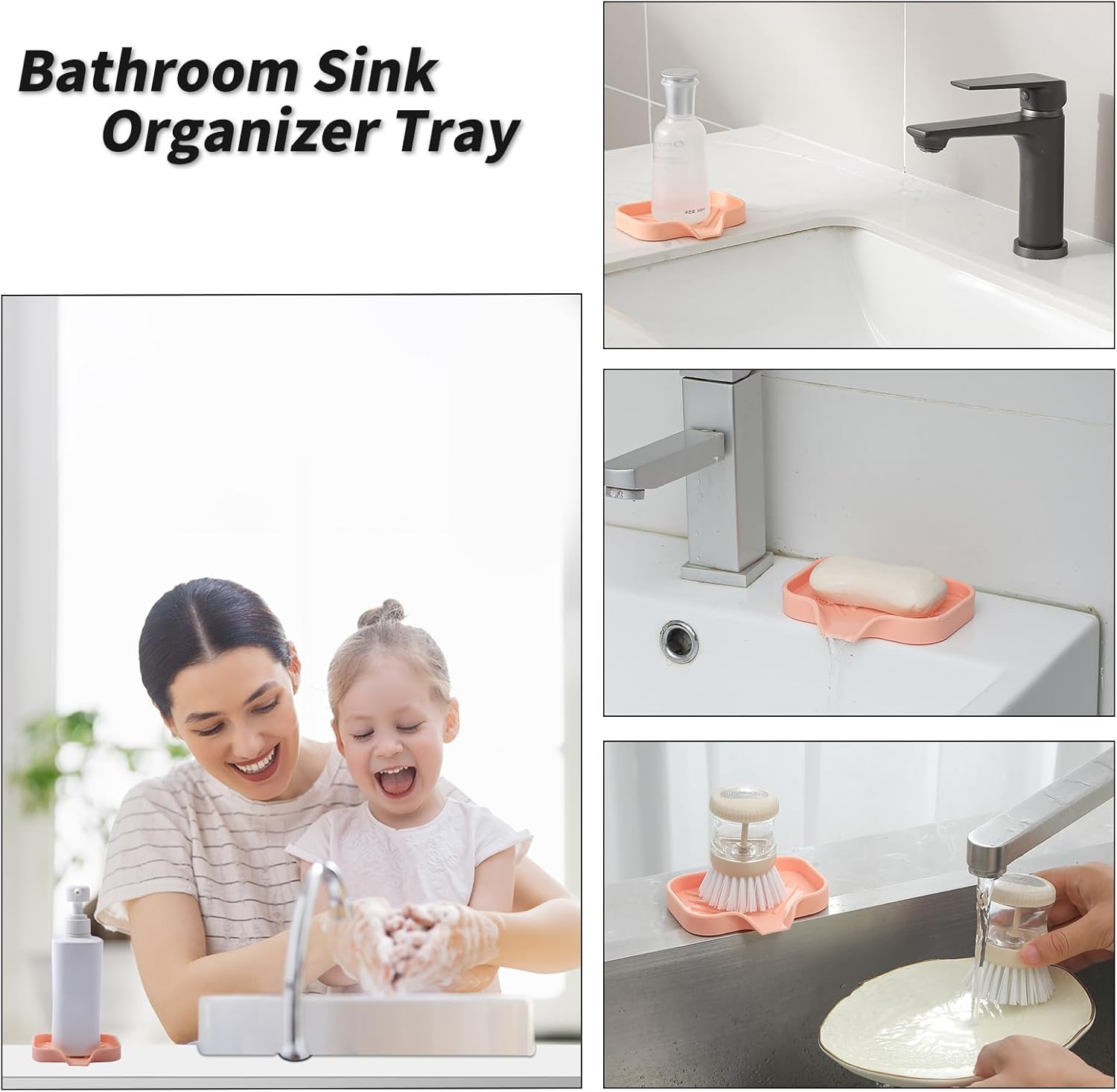 MicoYang Silicone Soap Dish with Drain Spout - Pink 49x32 Inch