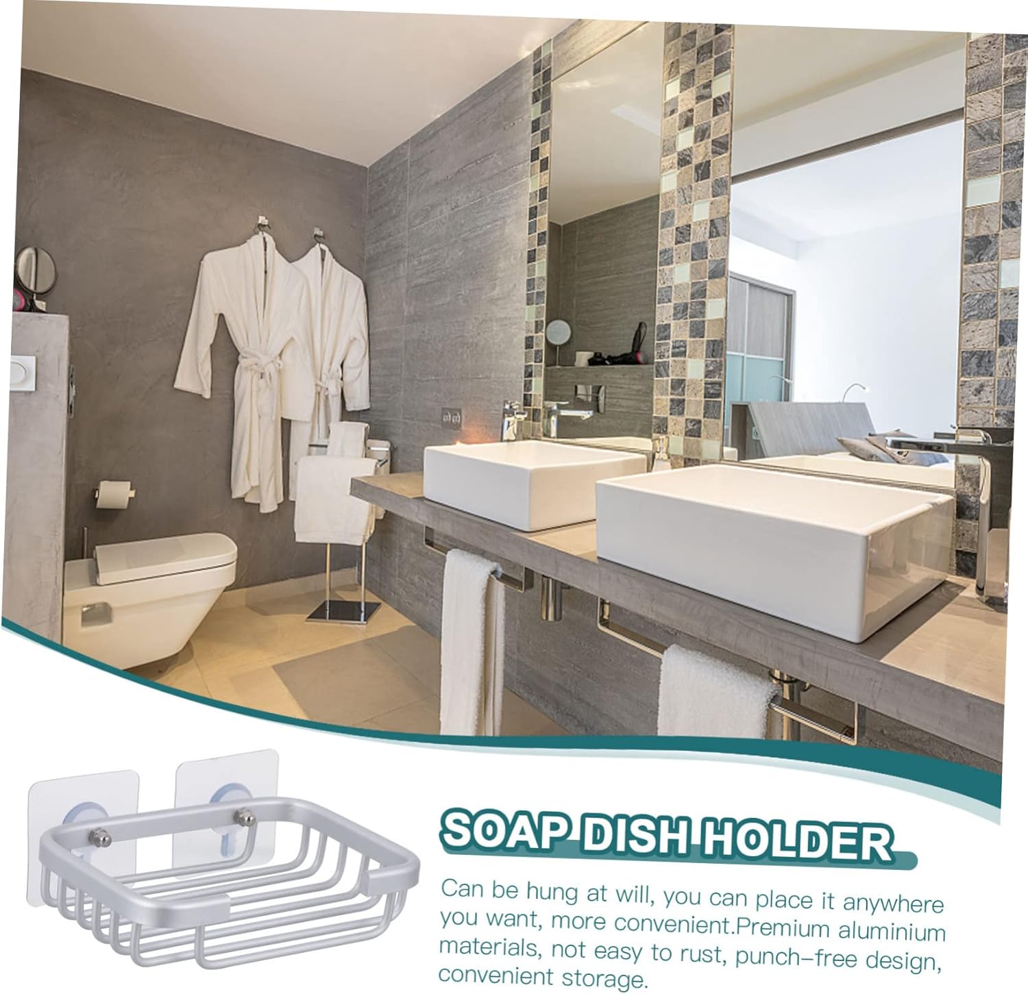 Luxshiny Aluminum Soap Dish Holder with Drain