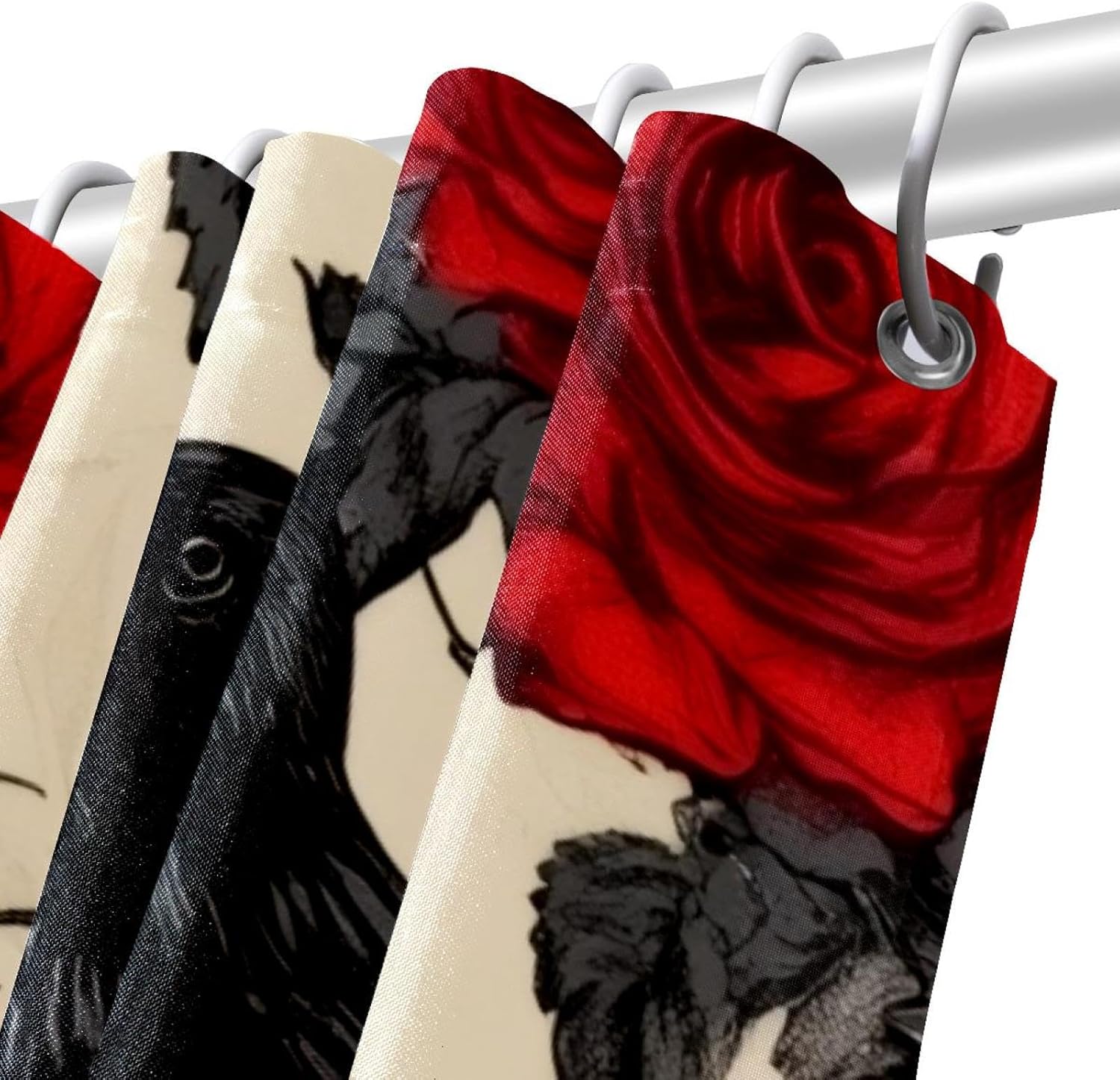 VAPOKF Ravens Skull Roses Shower Curtain Set with 12 Hooks