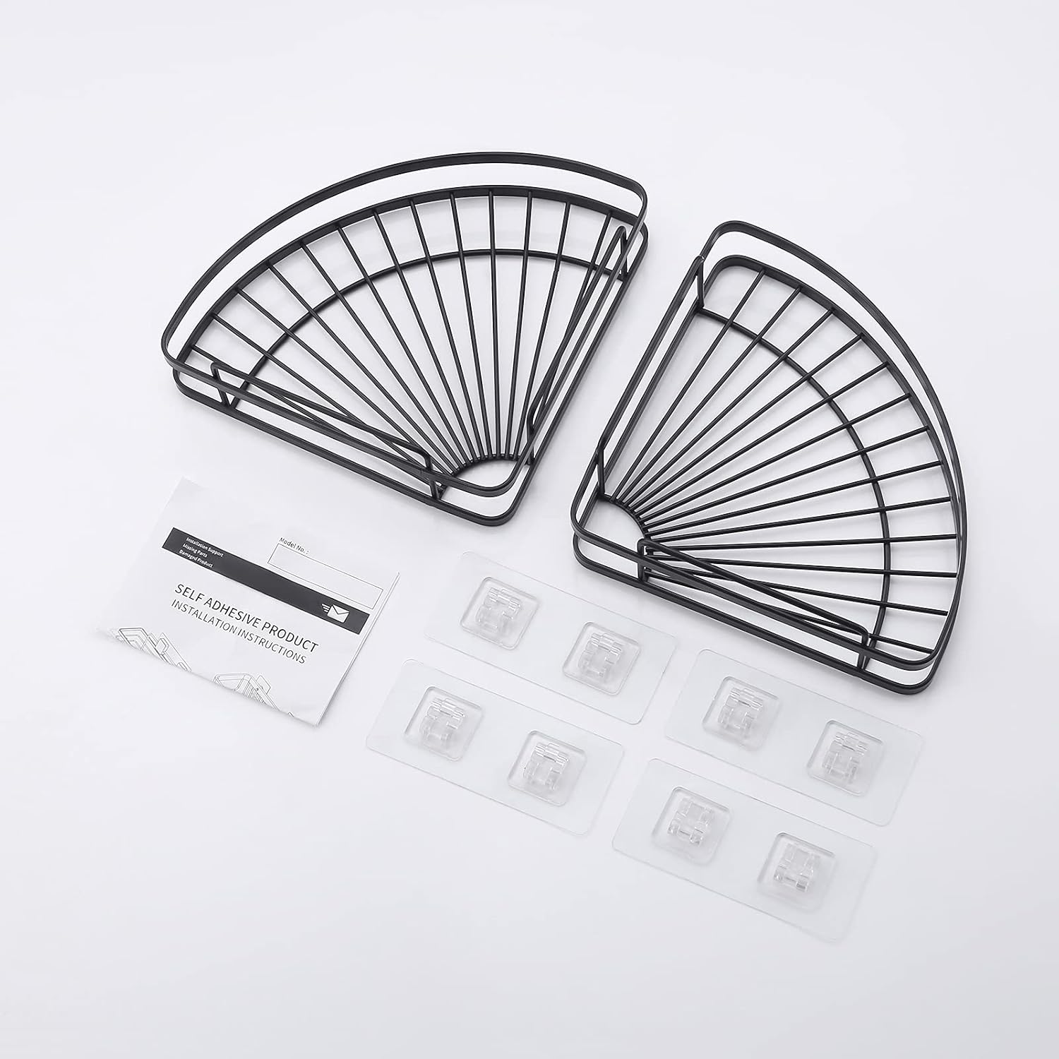 KES Matte Black Shower Caddy 2 Pack with Snap-Lock Hooks