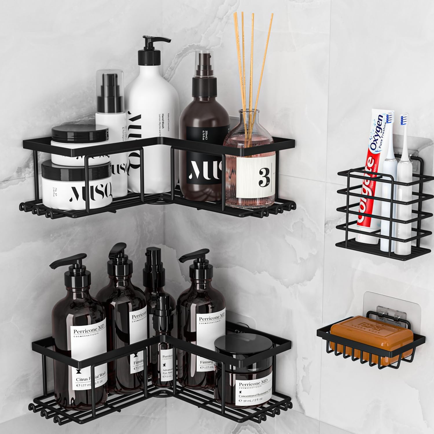 Sikaiqi 4 Pack Corner Shower Caddy Organizer Set