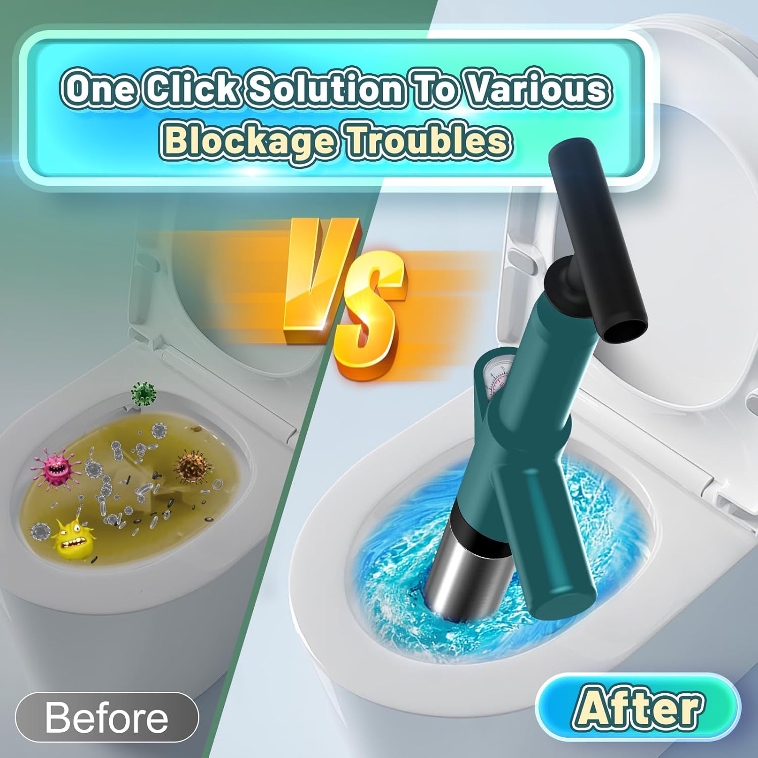 High Pressure Toilet Plunger with Real Time Barometer