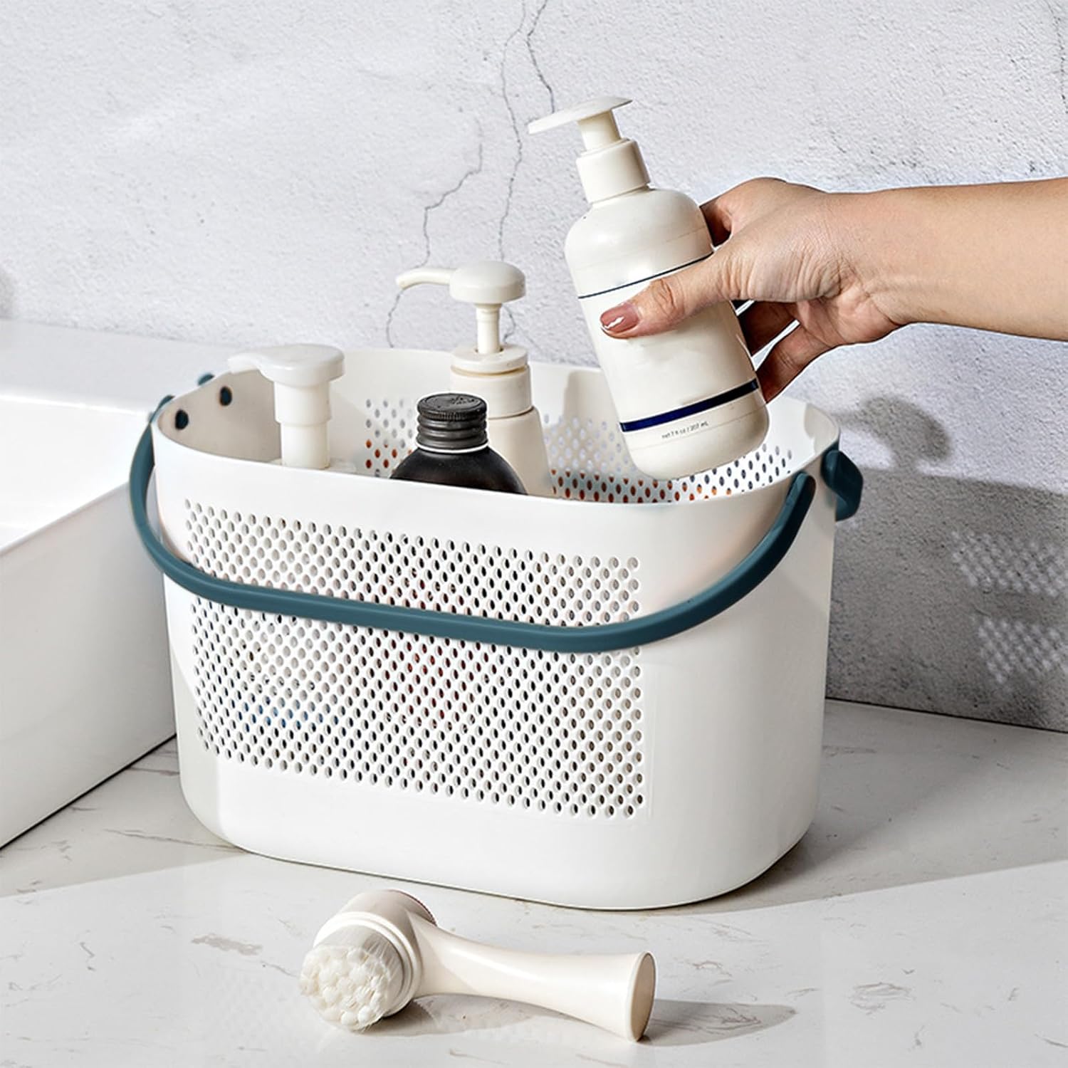 Portable Shower Caddy with Handle and Drainage Holes