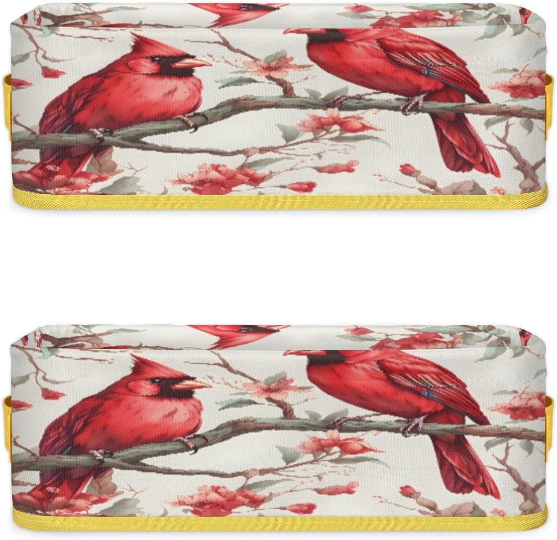 Skonsati Cardinal Birds Toilet Paper Storage Basket with Handles