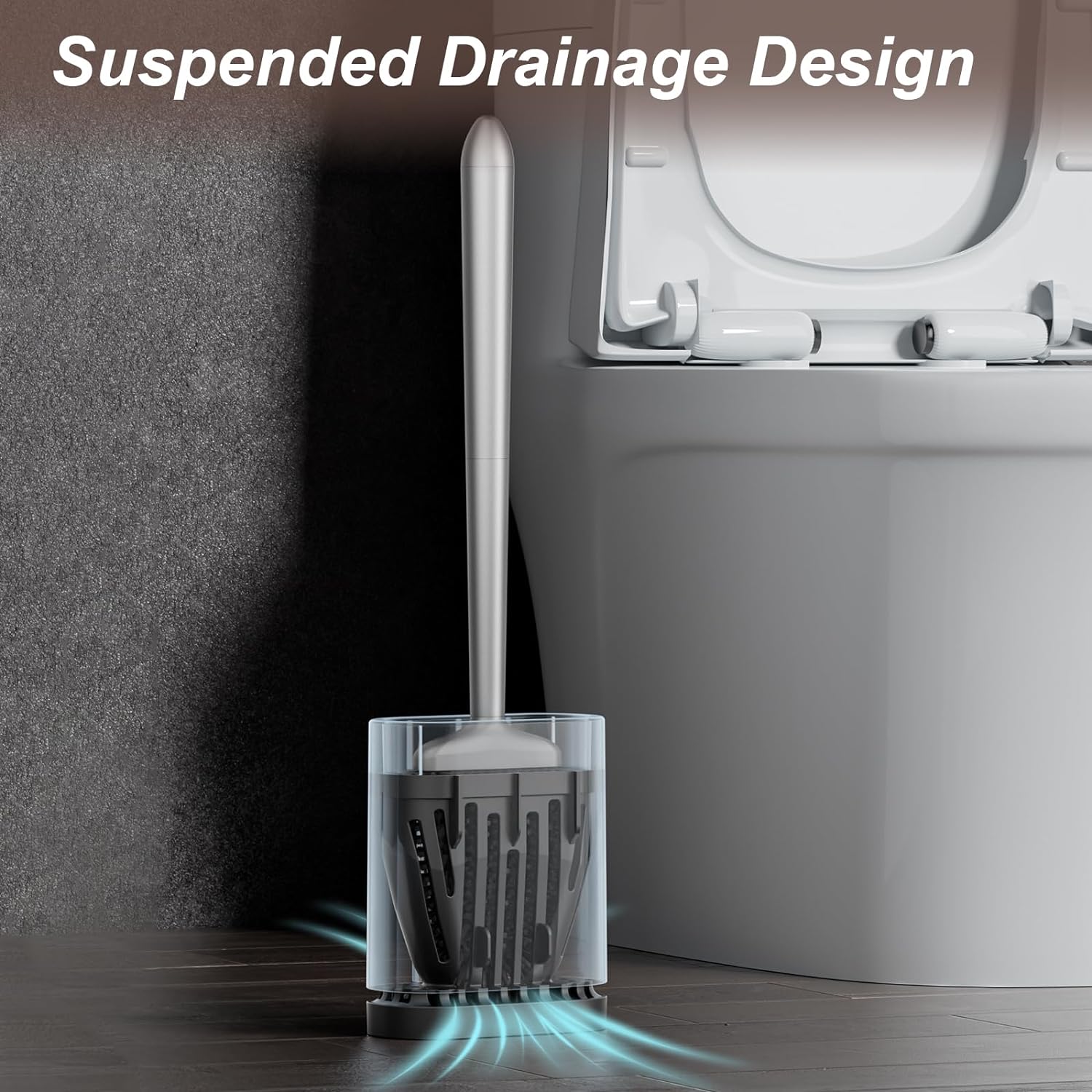 Sellemer Toilet Brush with Silicone Bristles and Holder
