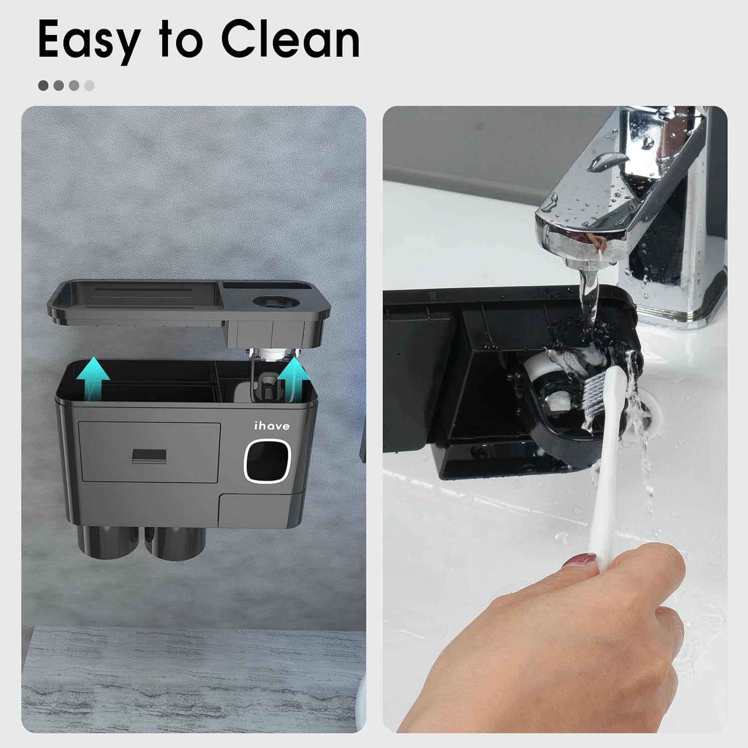 iHave Wall Mounted Toothbrush Holder with Toothpaste Dispenser
