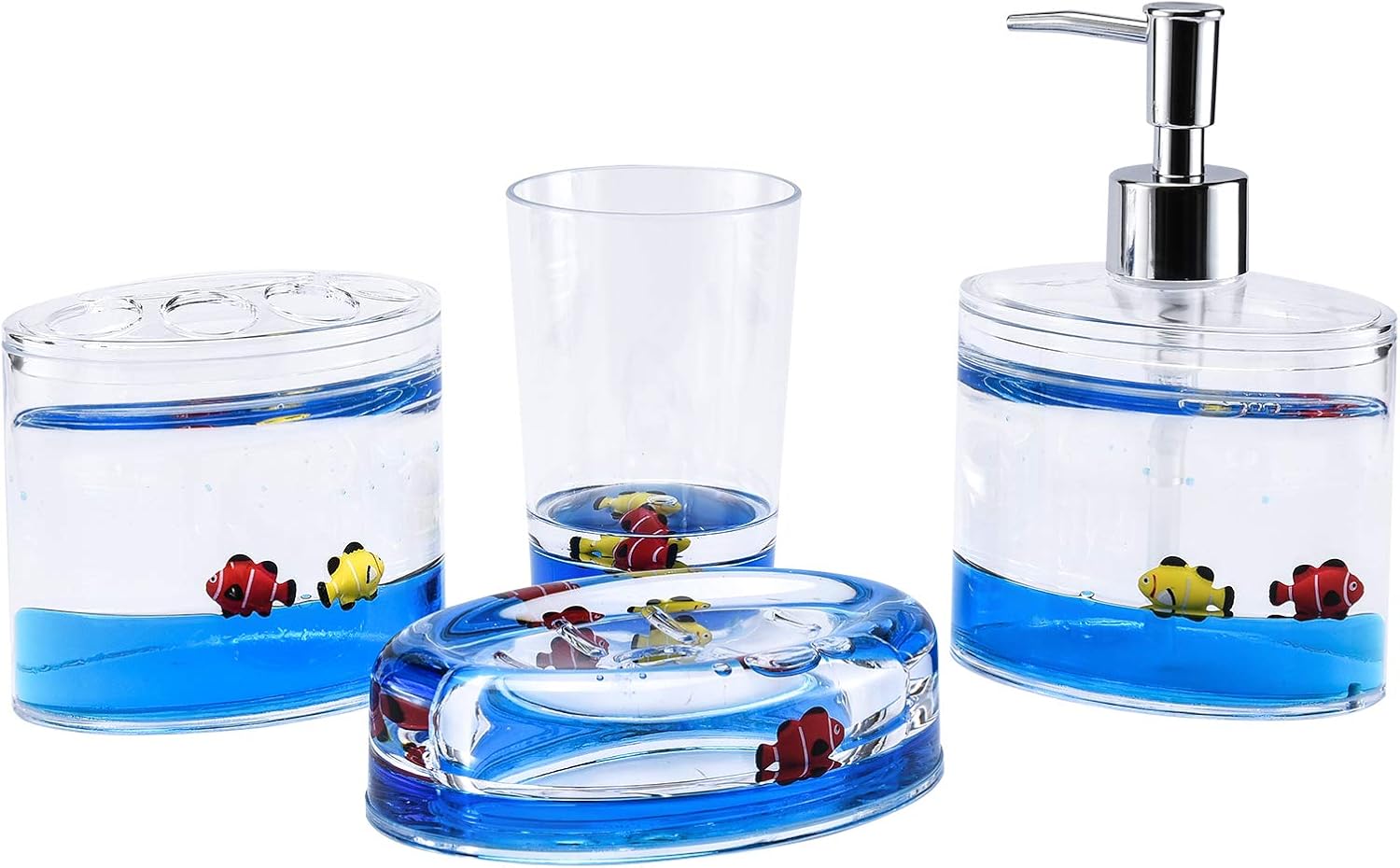 Locco Decor 4 Piece Floating Fish Vanity Accessory Set