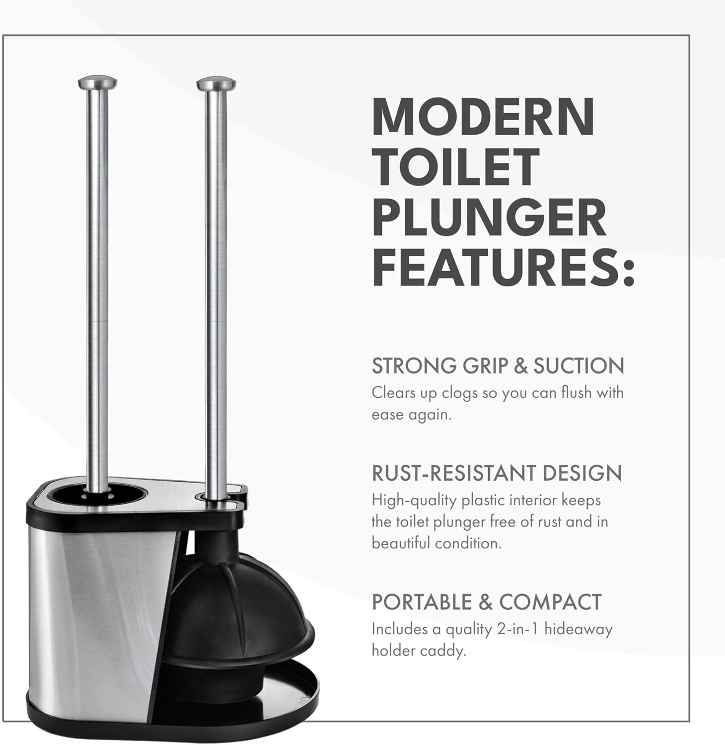 ToiletTree Modern Deluxe Toilet Brush and Plunger Combo Black