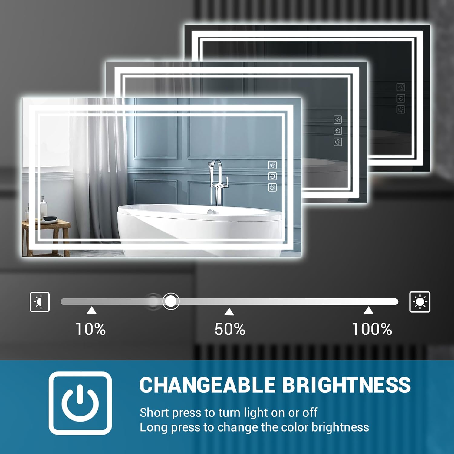 Silumin 32x24 LED Wall Mirror with Defog and Dimmable Light