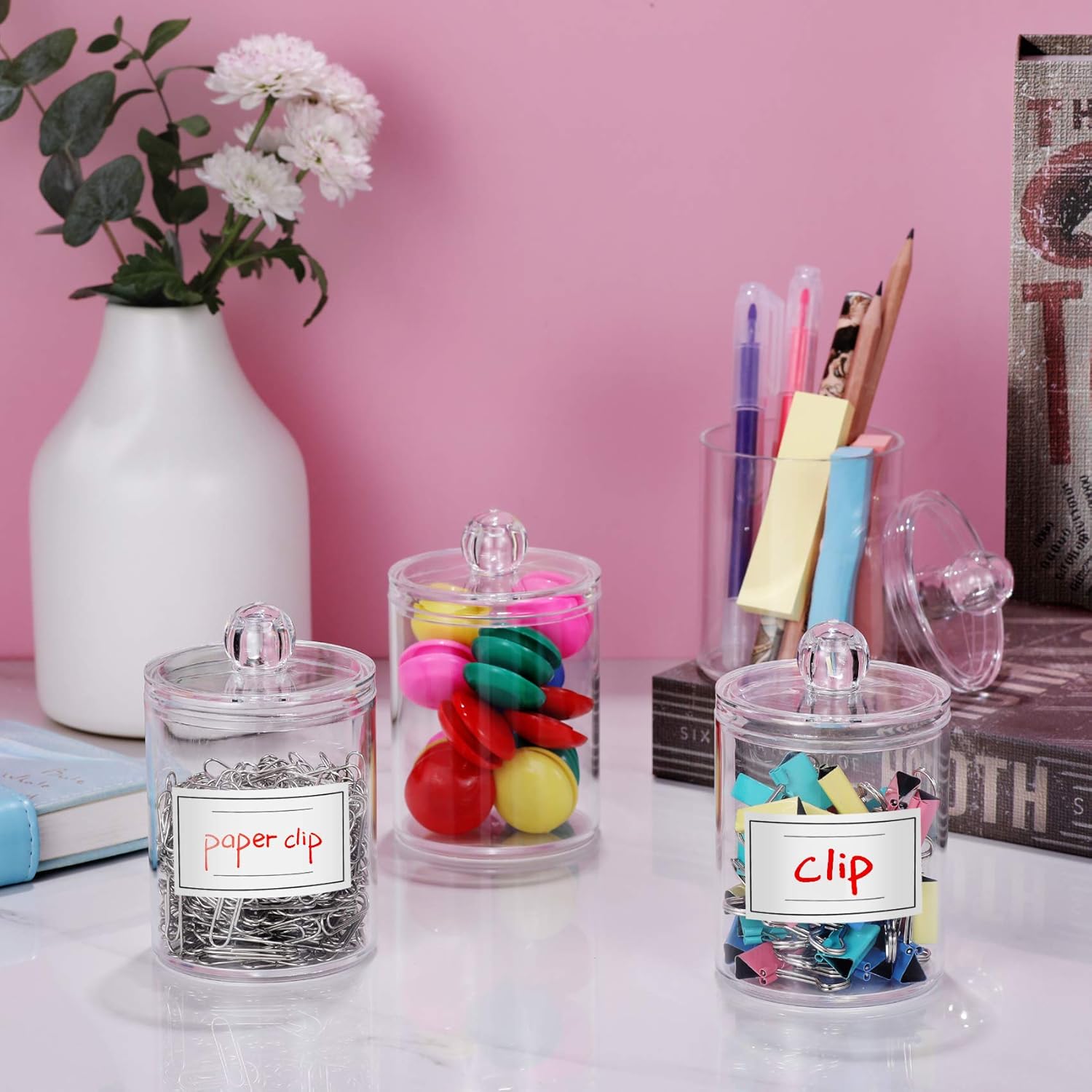 AOZITA 2 Pack Acrylic Q-tip Holder Dispenser