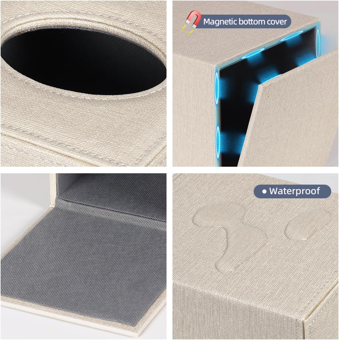 ArcaGuru Tissue Box Cover with Magnetic Closure - Beige