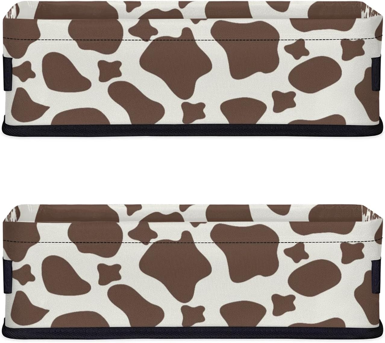 Cow Pattern Brown Bathroom Basket 2 Pack Foldable
