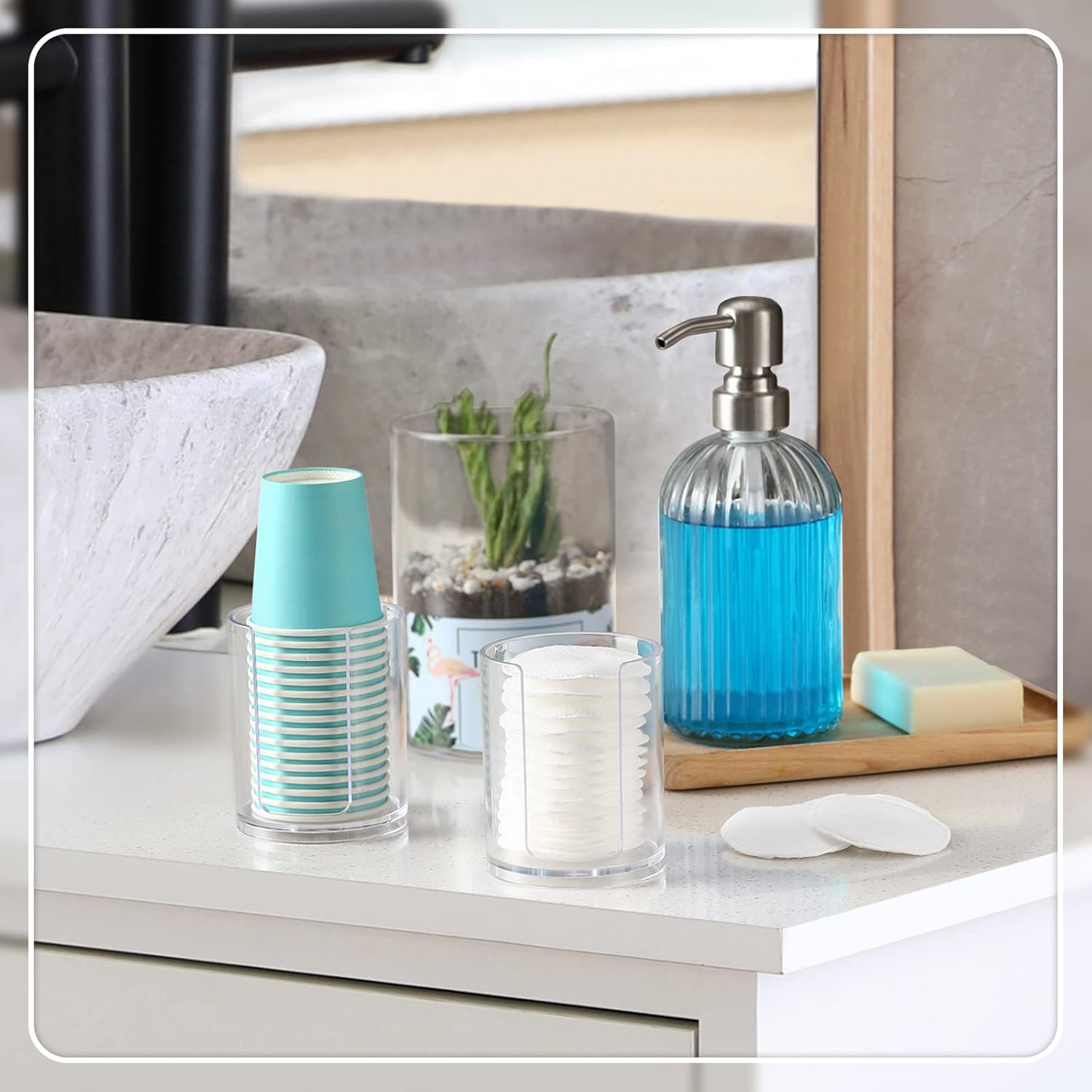 AOZITA 2 Pack Bathroom Cup Dispenser with Notch Design