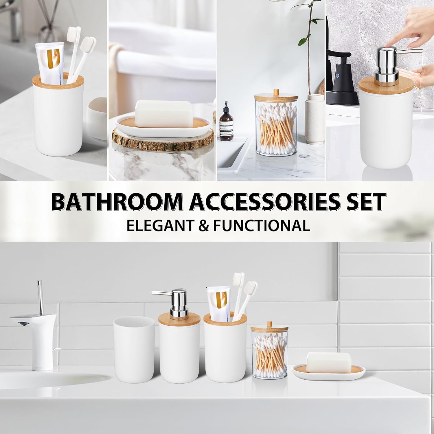 iMucci 5 Piece Plastic Bathroom Decor Set