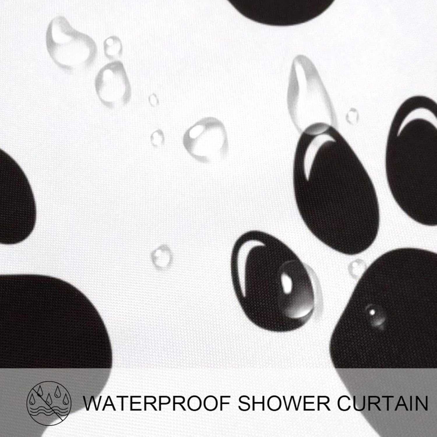 VAPOKF Black Dog Paw Print Shower Curtain 72x72 Inches