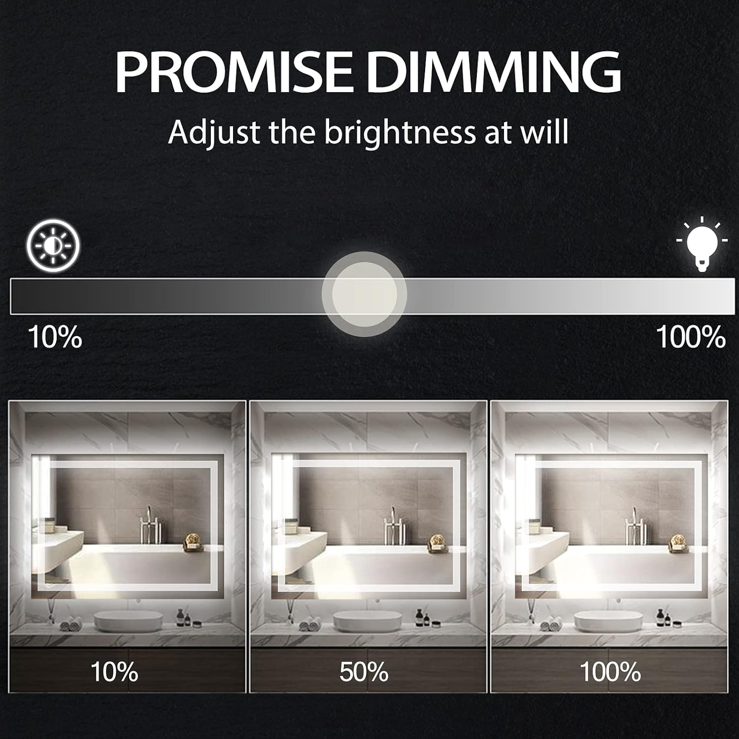 36x28 LED Bathroom Mirror with Anti-Fog and Memory Function
