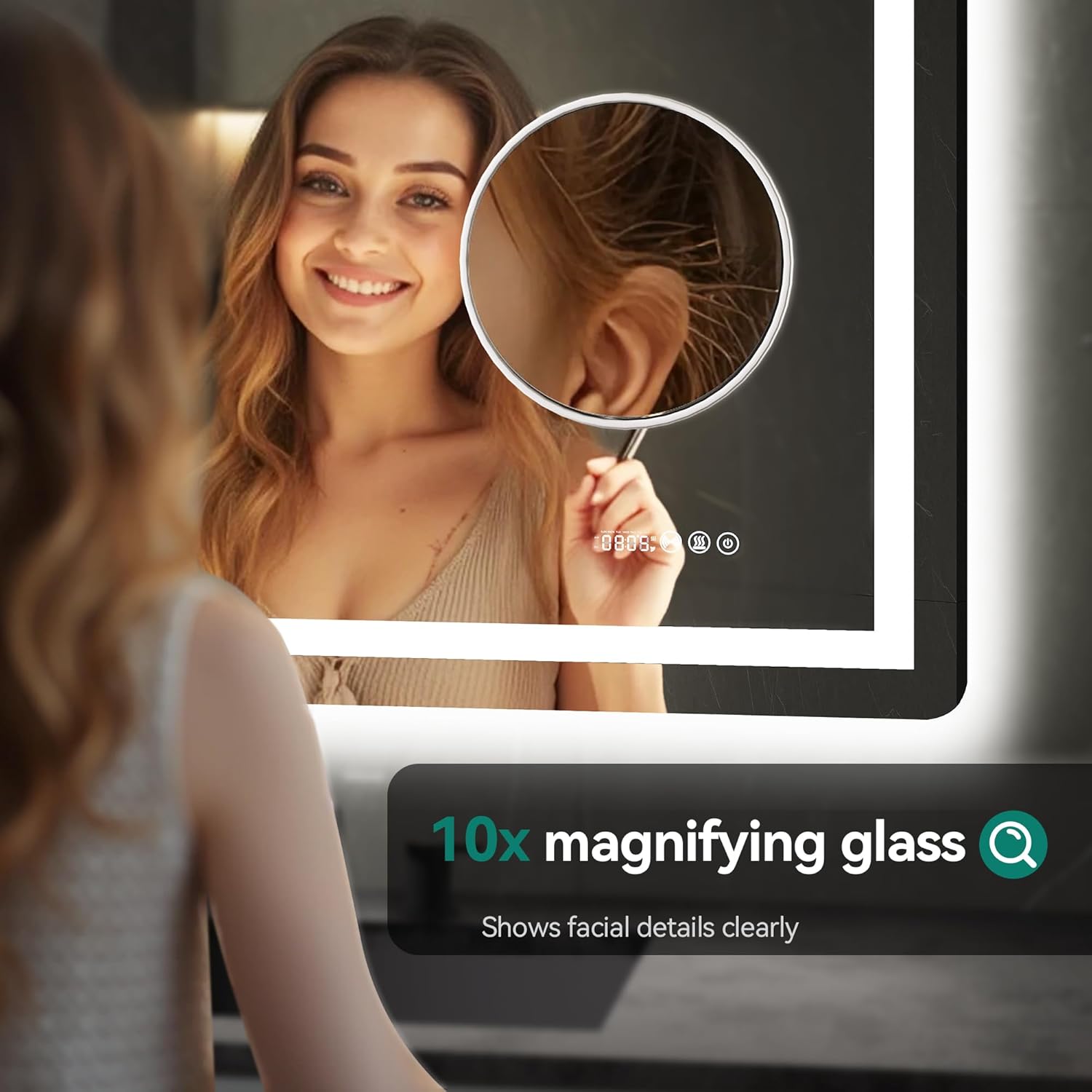 YITAHOME LED Bathroom Mirror with Anti-Fog and 10X Magnifying Glass