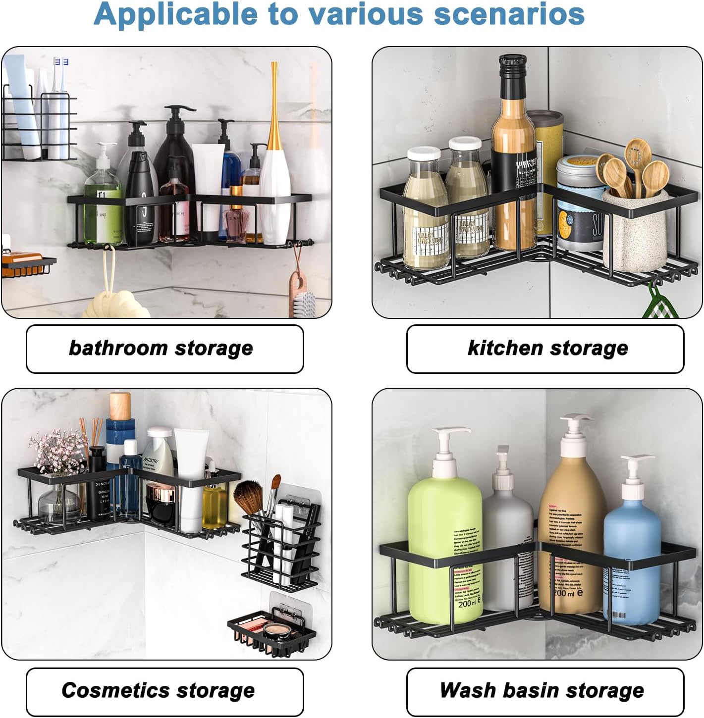 Sikaiqi 4 Pack Corner Shower Caddy Organizer Set