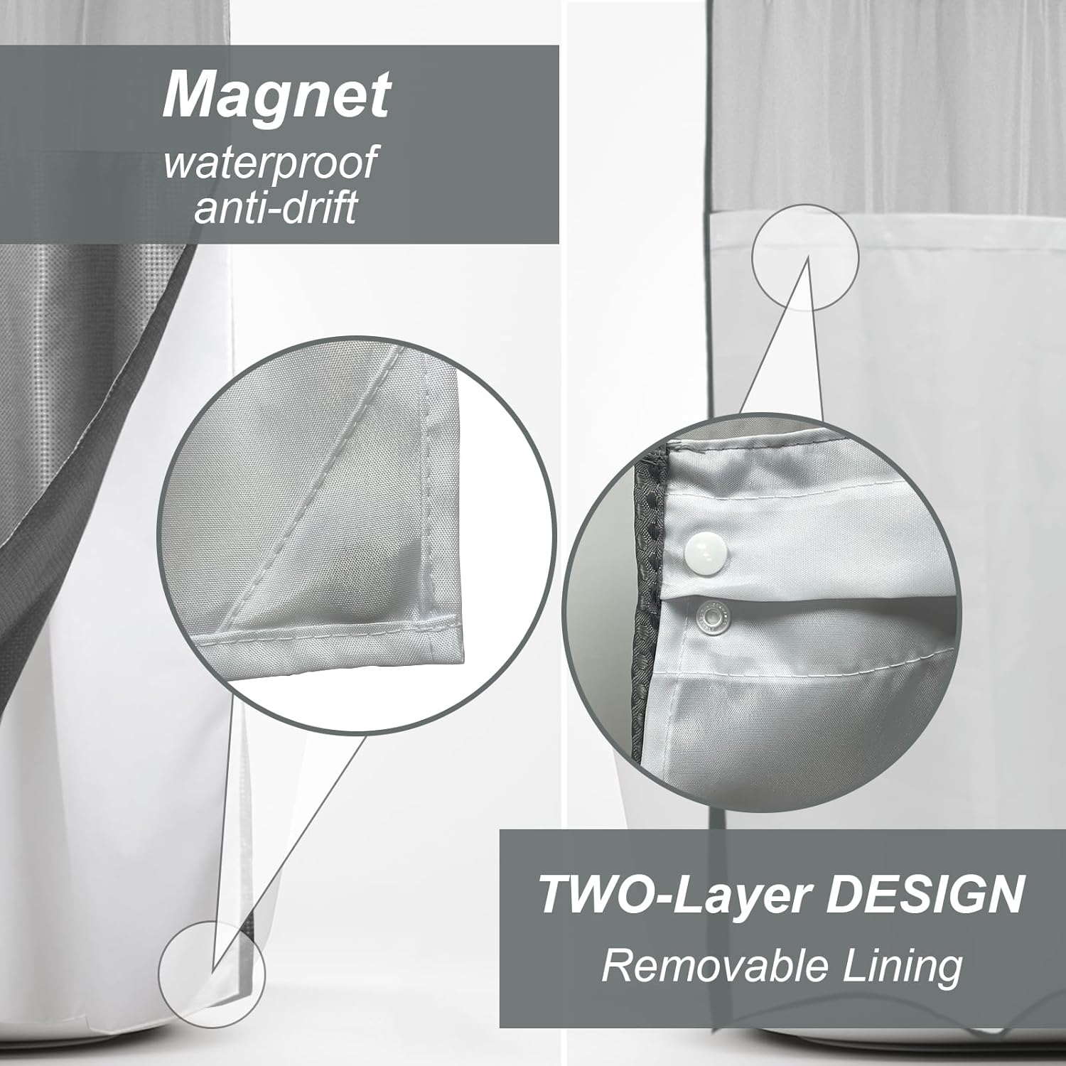Final Friday Grey Waffle Weave Shower Curtain Set 1