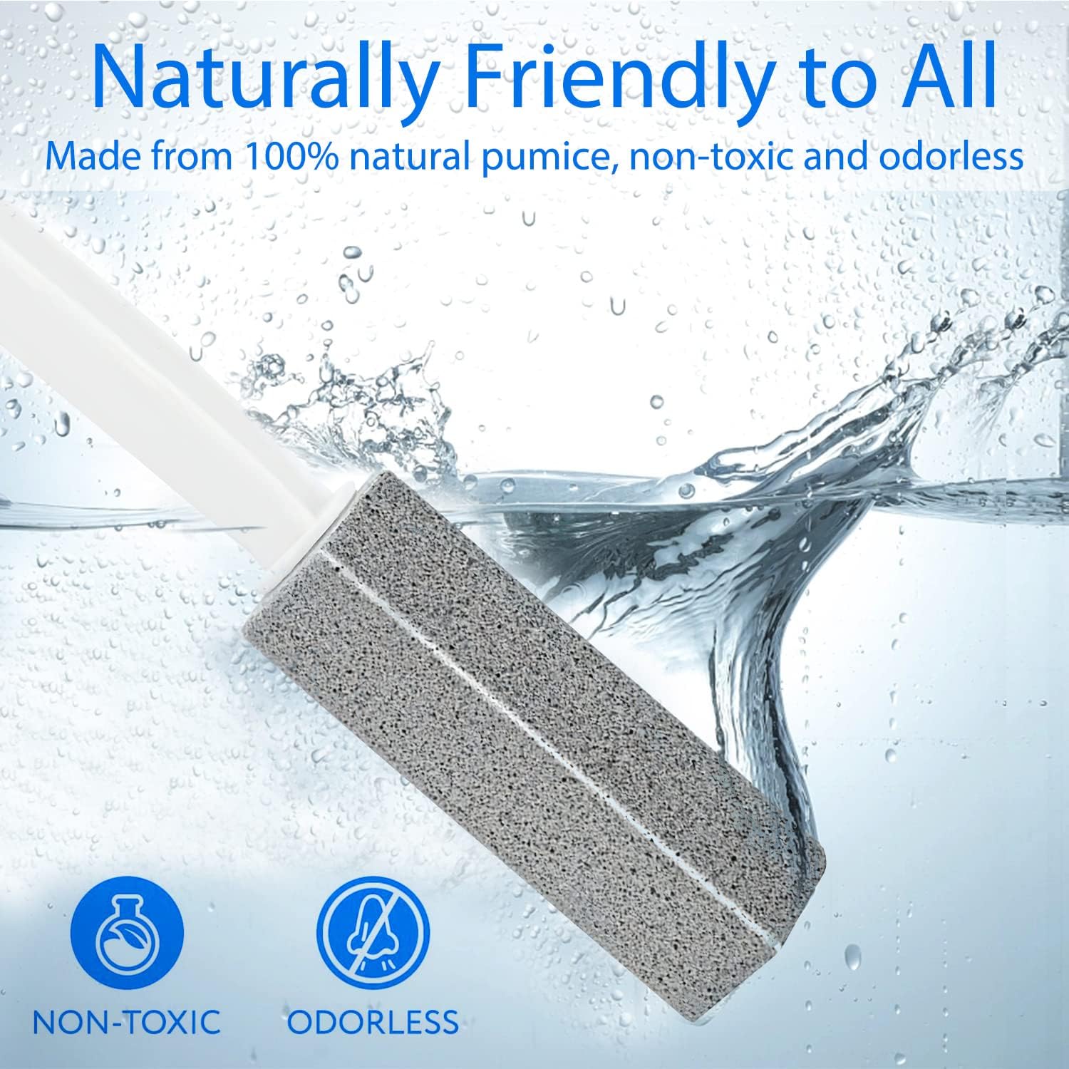 2 Pack Pumice Stone Brush with Long Handle for Toilet Cleaning
