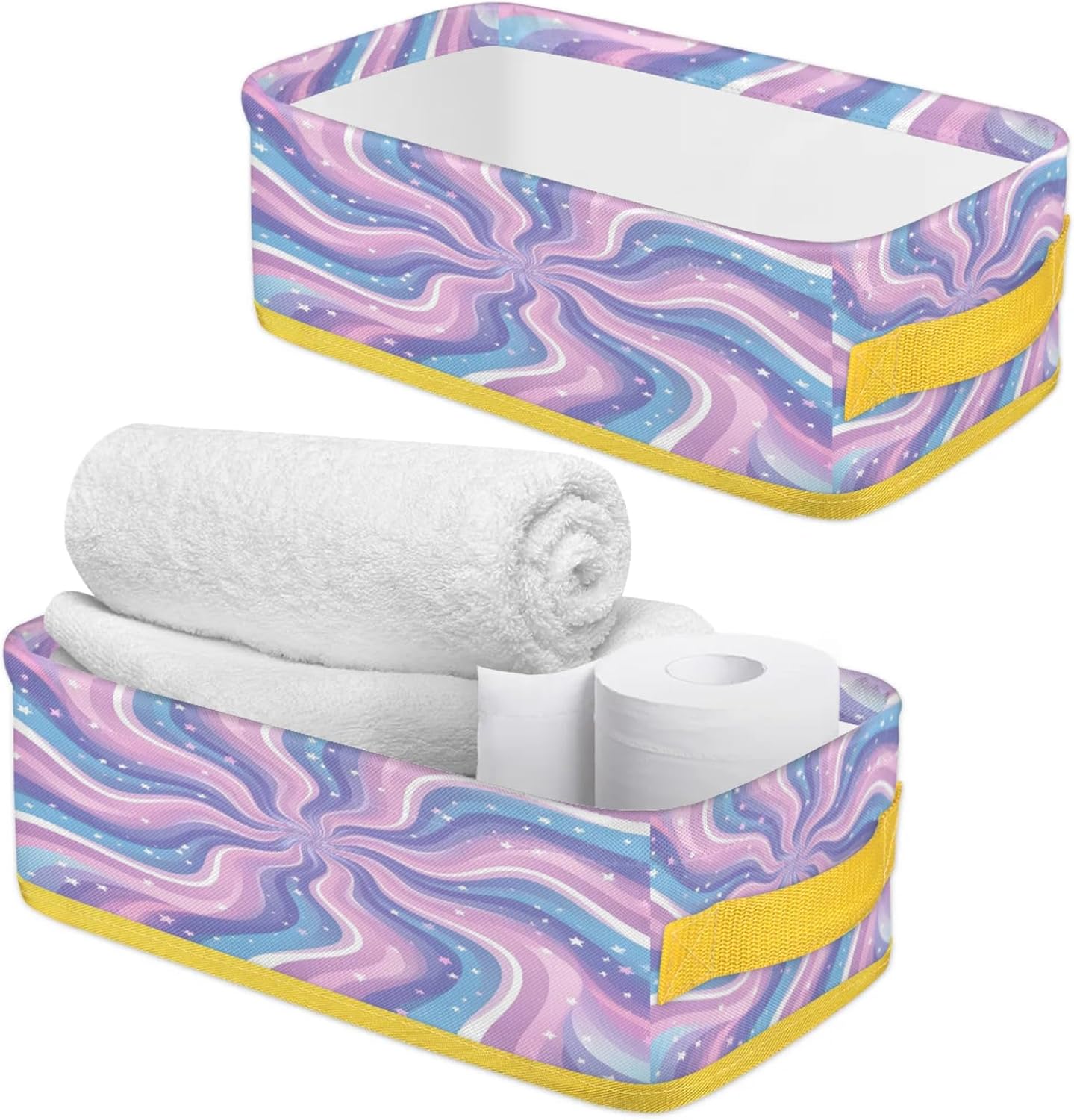 Snatocys Tie-Dye Toilet Paper Basket with Handles