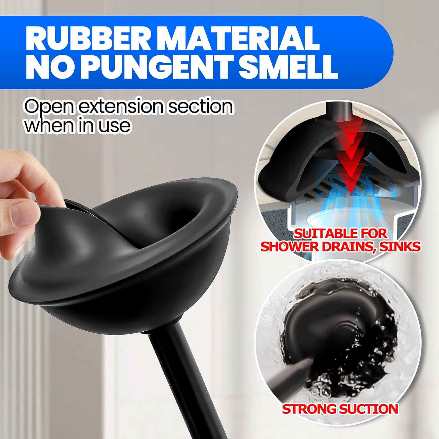 Denvlex 2 in 1 Toilet Brush and Plunger Set Black 20inch