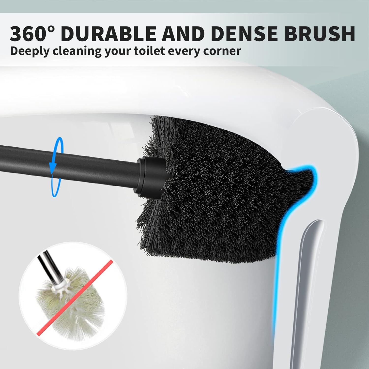 Uptronic Toilet Brush and Holder 2 Pack - Black