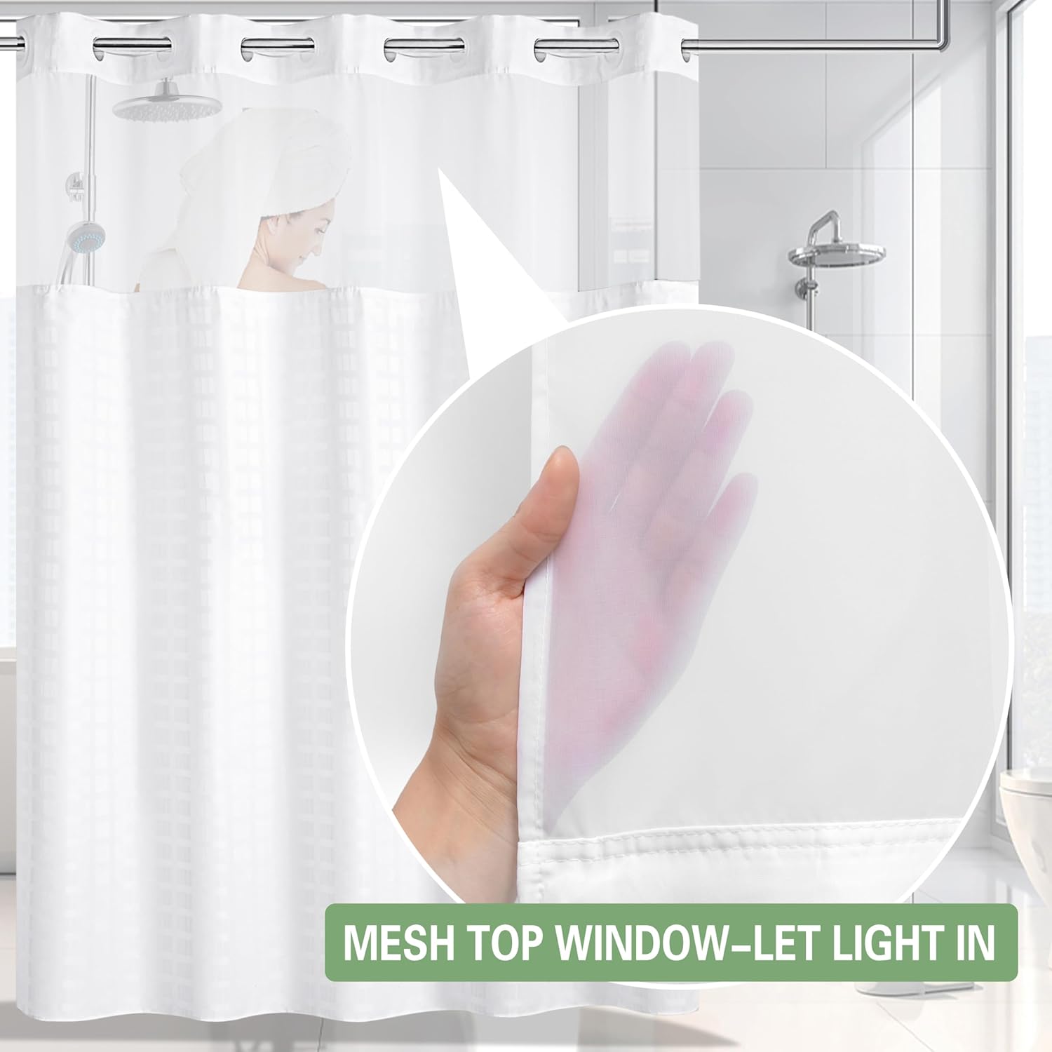 KONZENT Hotel Fabric Shower Curtain with Removable Liner