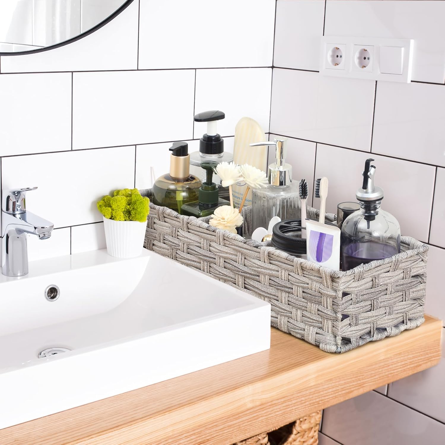 AOZITA Toilet Paper Basket with Larger Compartments