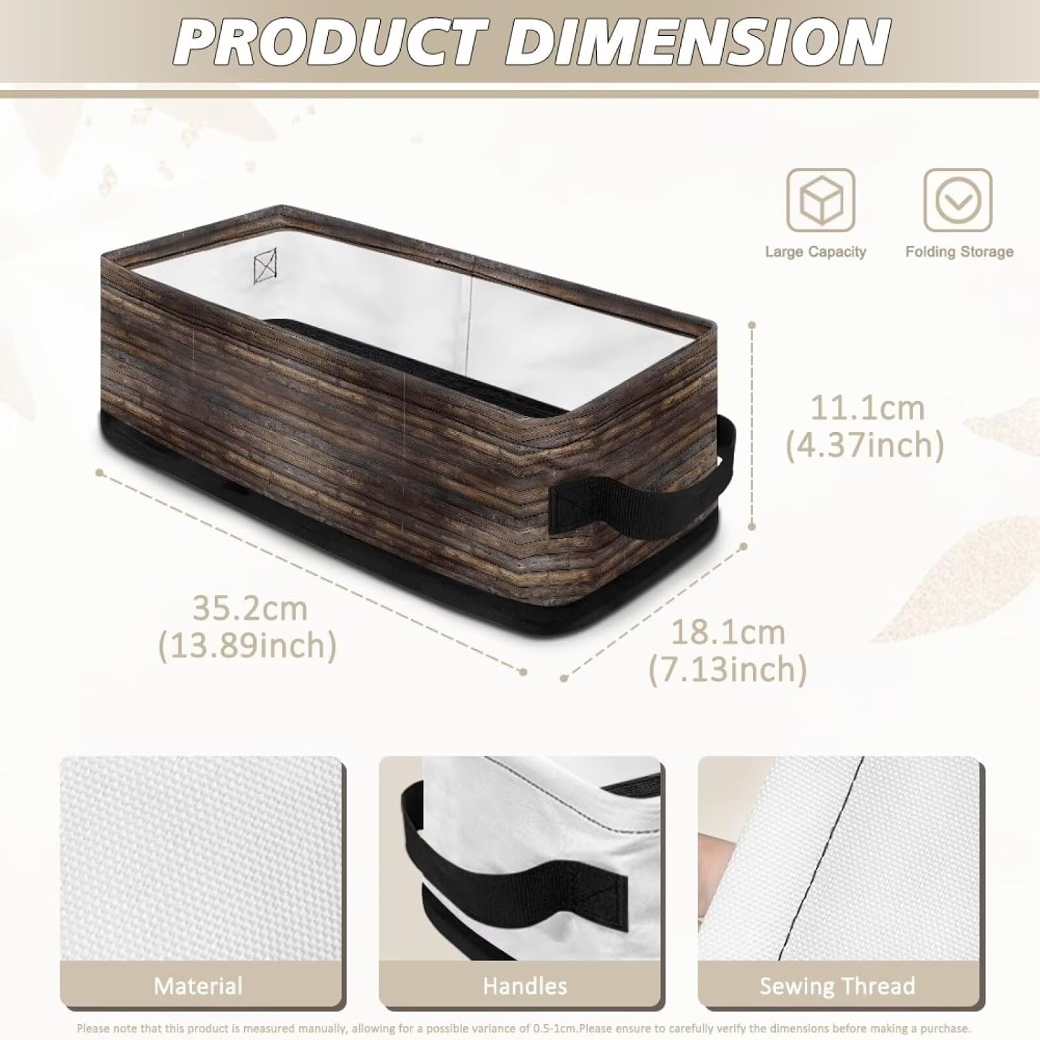 Foldable Toilet Paper Basket with Wood Grain Design